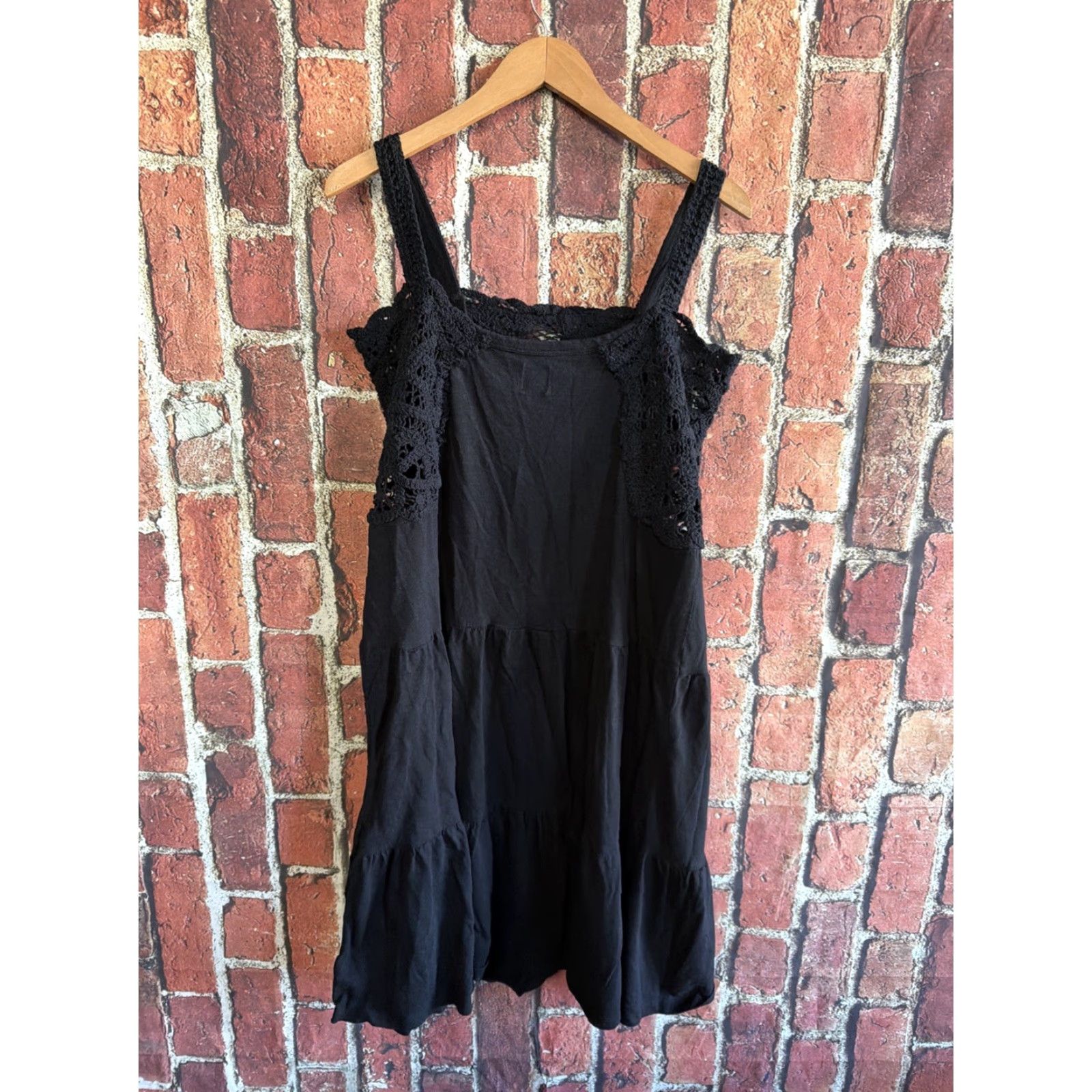 Gap VINTAGE GAP Women's Black Dress XL Crochet Top A-Line Sleeveless Size XL / US 12-14 / IT 48-50 - 3 Thumbnail