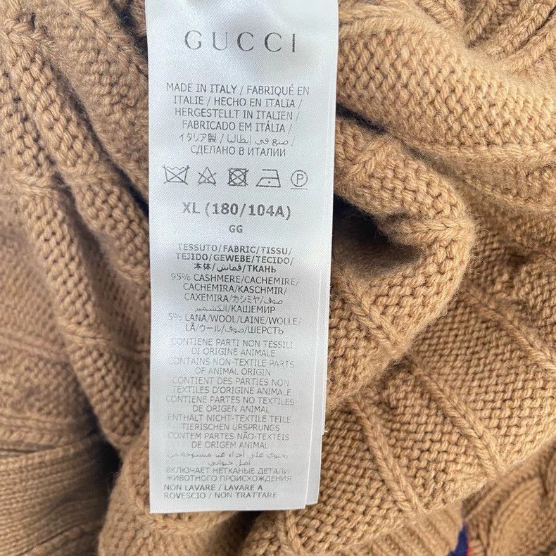 Gucci Gucci Khaki red and green stitching cashmere cardigan 2502- Size US XL / EU 56 / 4 - 4 Thumbnail