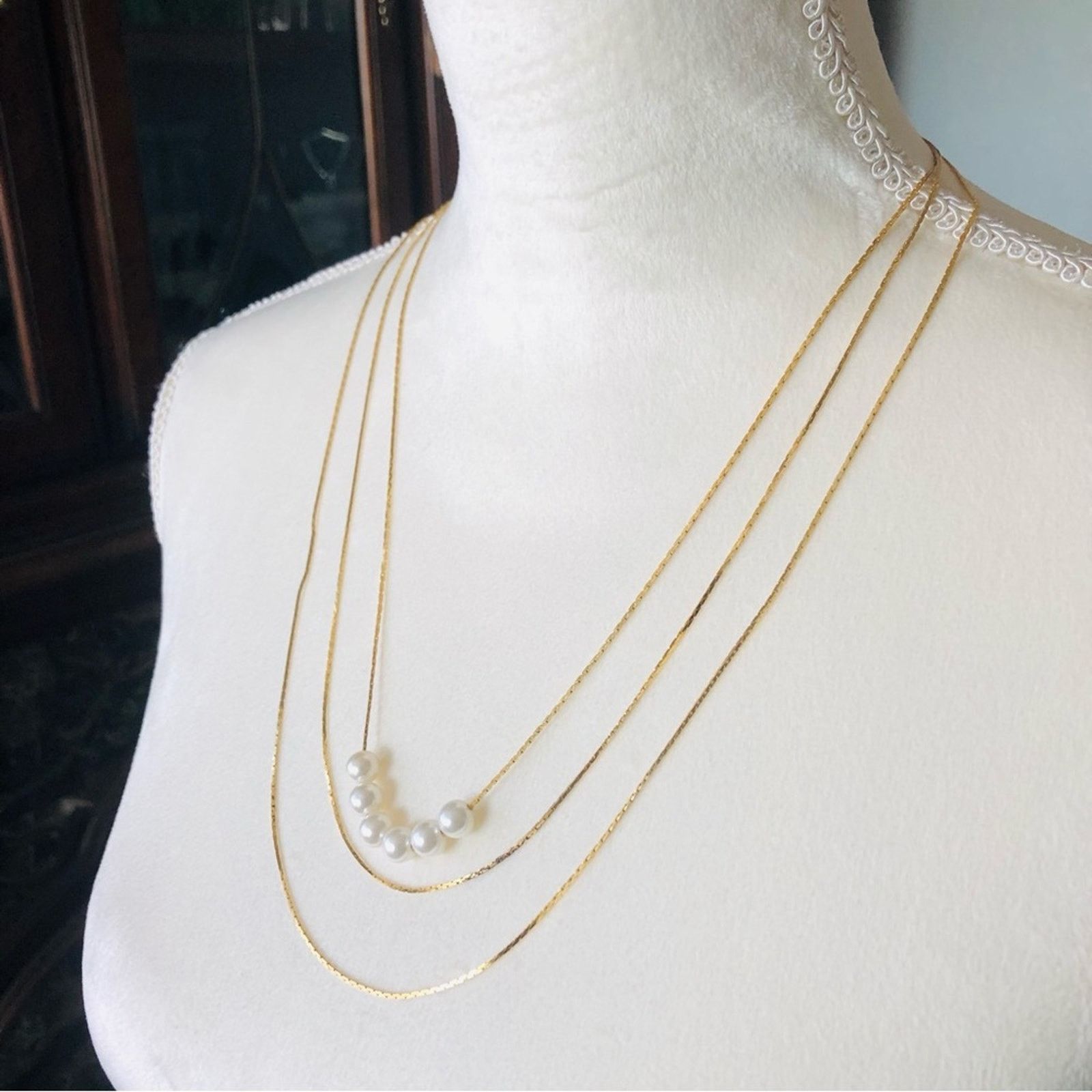 Vintage Vintage 80s triple strand gold chain necklace Size ONE SIZE - 1 Thumbnail