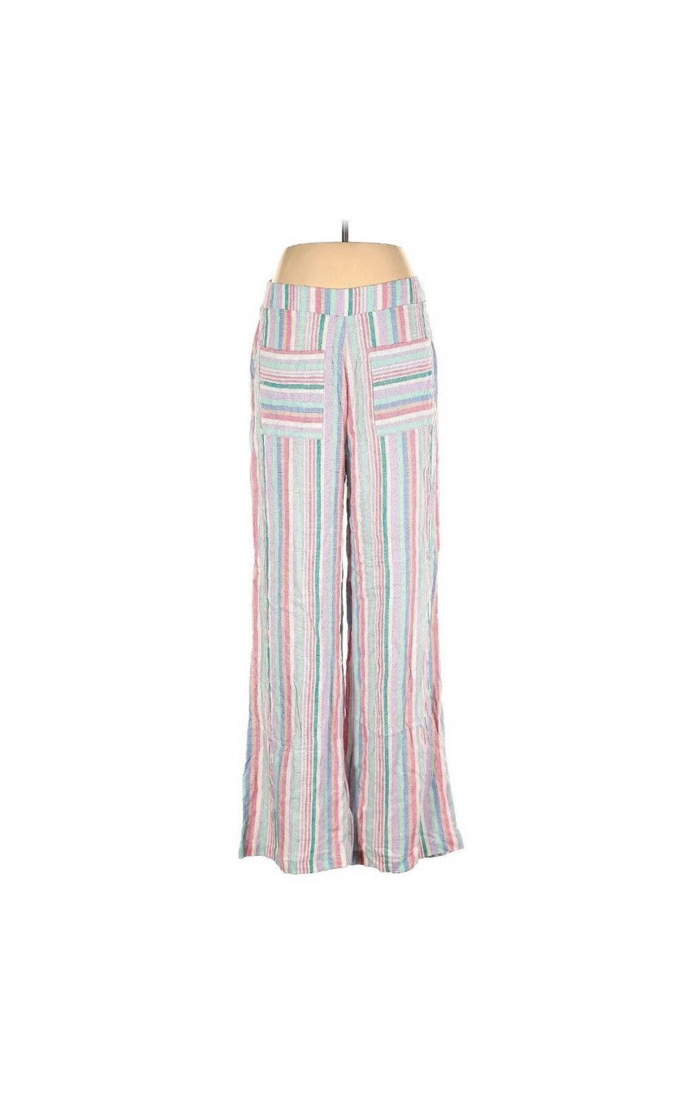 Other Ashley Stewart Wide Leg High Flowy Stripped Linen Pants NWT Size 38" / US 16 / IT 52 - 1 Thumbnail