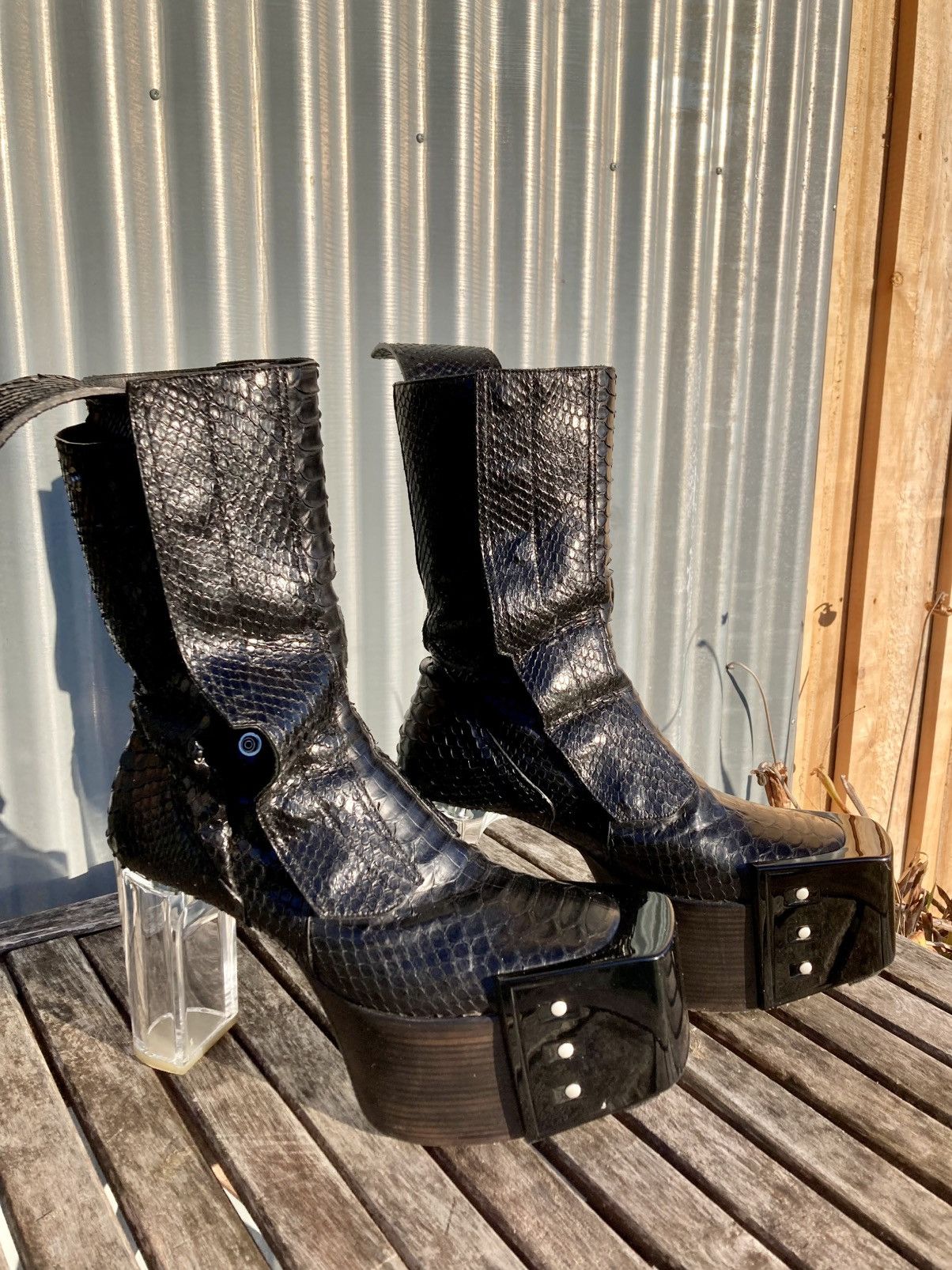 Rick Owens RICK OWENS Black Python Fogpocket Beveled Platform Size US 9 / EU 42 - 1 Thumbnail