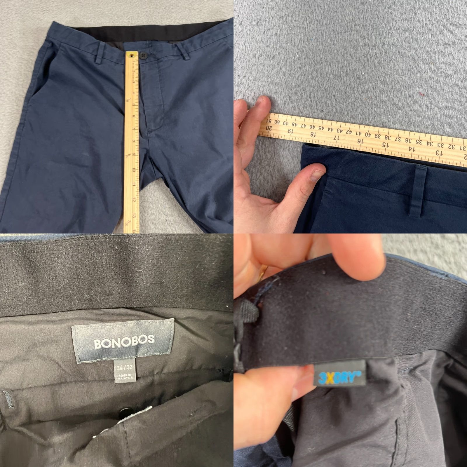 Bonobos Bonobos Slim Fit Pants Mens 34x30 Regular Cotton Stretch Chino Blue 3X Dry Performance Size US 34 / EU 50 - 8 Thumbnail