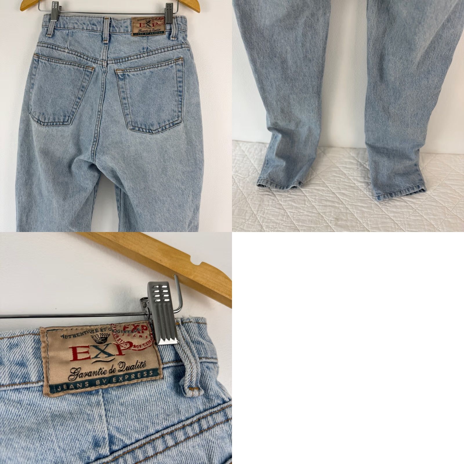 Express VINTAGE EXP Jeans by Express High Rise Tapered Mom Jeans Light Wash 9/10 Womens Size 32" / US 10 / IT 46 - 9 Thumbnail