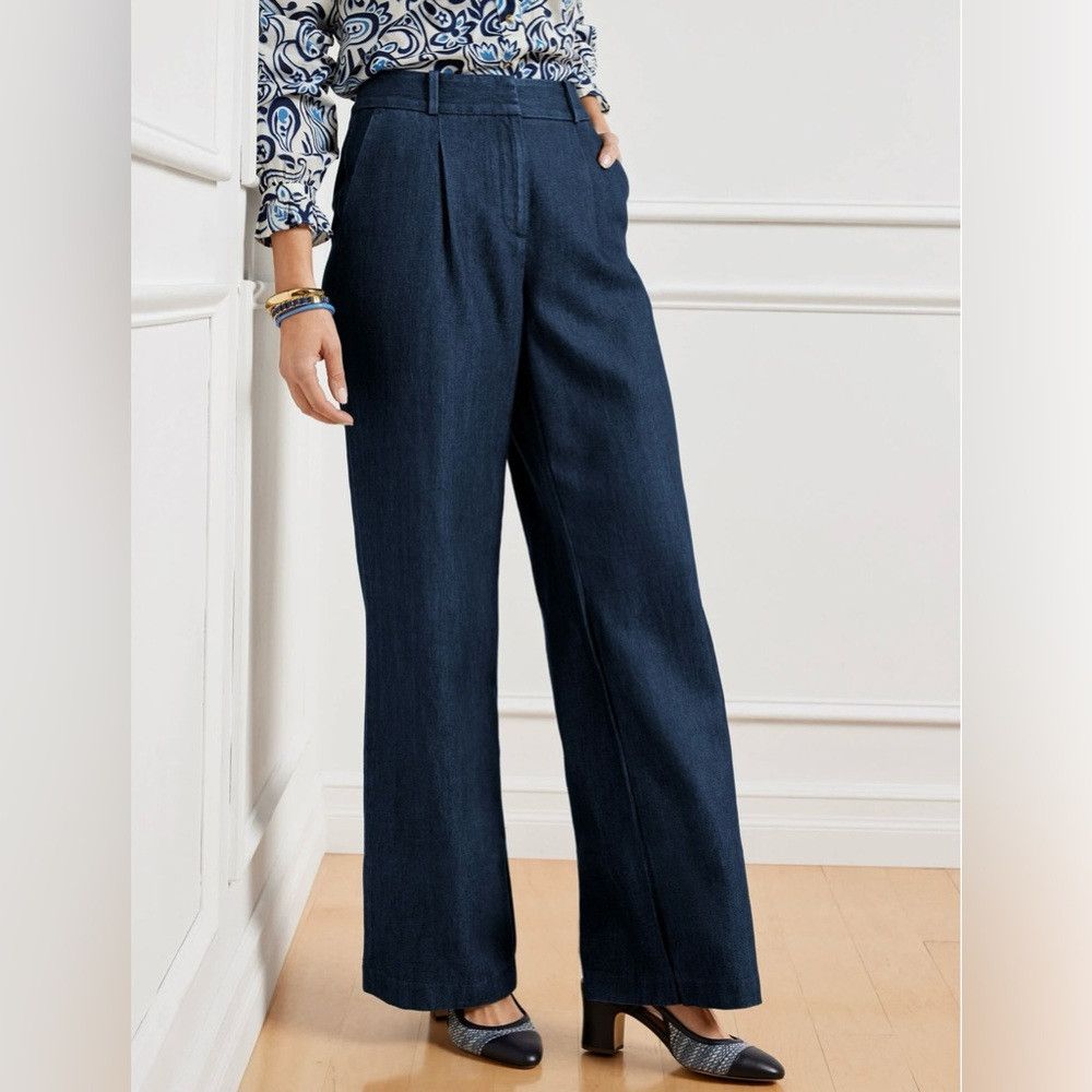Talbots Talbots Weston Pant Soft Denim Jeans Super Wide Leg Trouser Size 34" / US 12 / IT 48 - 3 Thumbnail