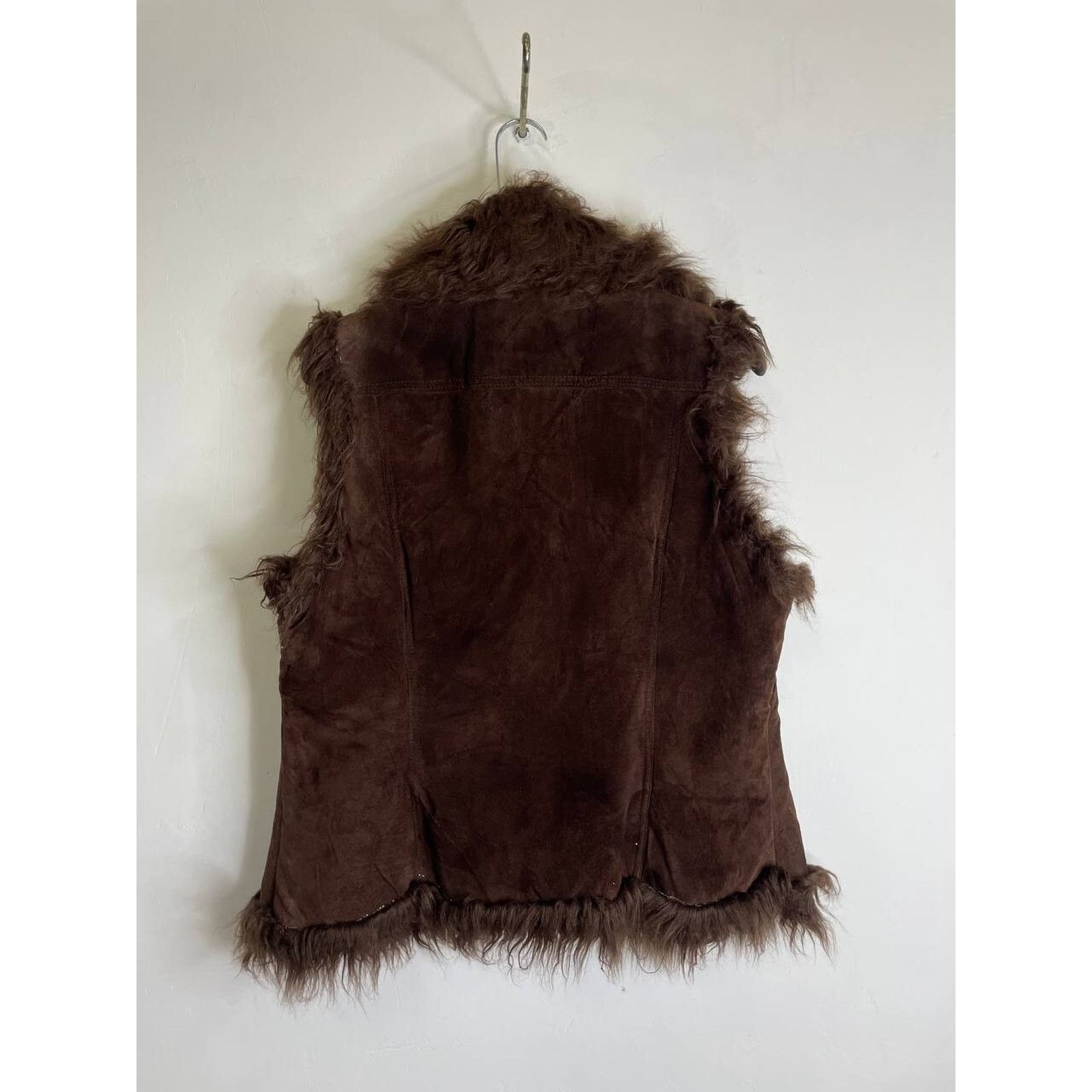 Leather × Vintage Vintage 00s Brown Shearling Leather Vest Faux Fur Boho Style Size M / US 6-8 / IT 42-44 - 4 Thumbnail