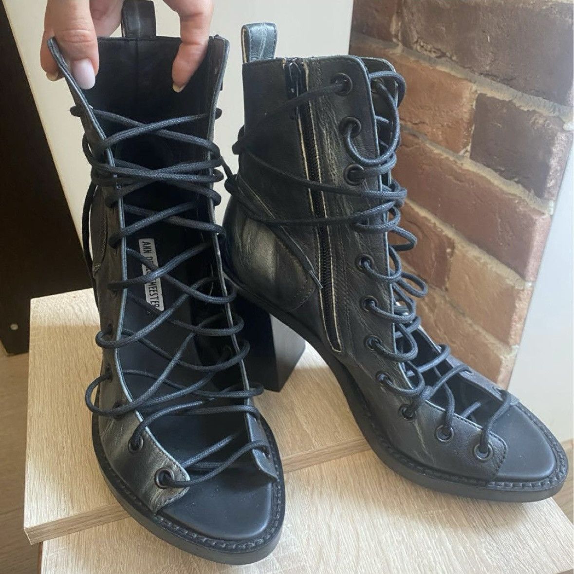 Ann Demeulemeester × Japanese Brand Ann Demeulemeester Leather Lace-Up Combat Boots Size US 9 / IT 39 - 2 Thumbnail
