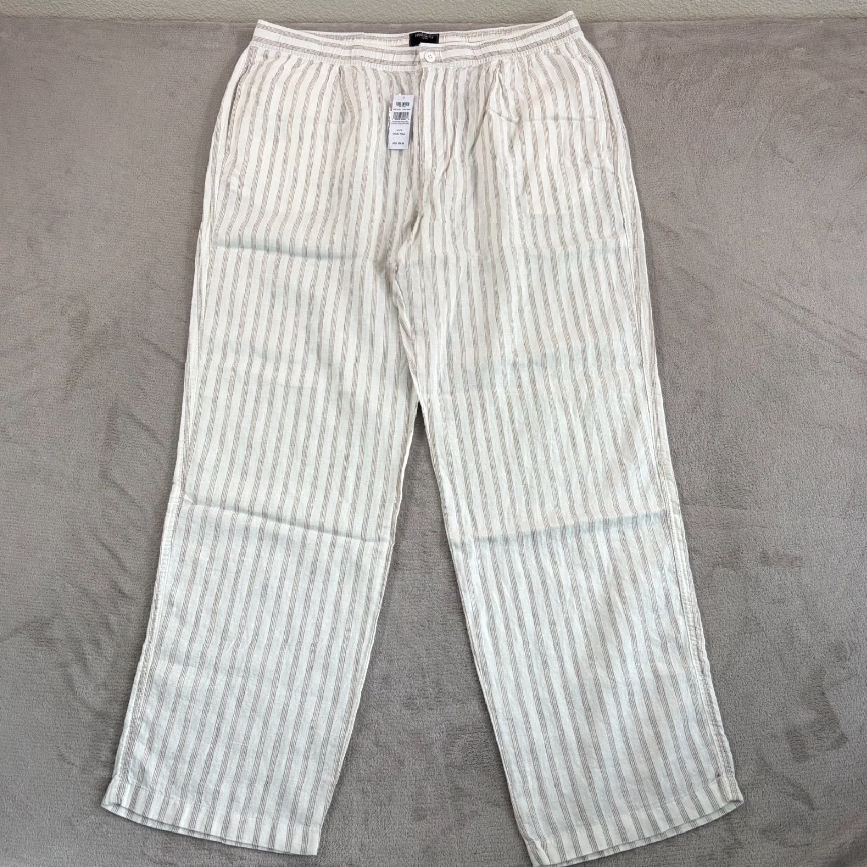 Todd Snyder TODD SNYDER Relaxed 100% Linen Leisure Pants White Striped Pleated NWT 40 Waist XLT Big & Tall Pants Mens Size US 36 / EU 52 - 4 Thumbnail