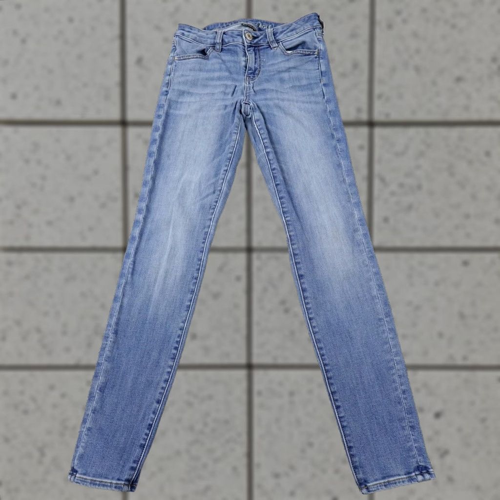 American Eagle Outfitters American Eagle Jeans Women 4 Blue Denim Pants Fade Stretch Skinny Jegging Casual Size 27" / US 4 / IT 40 - 1 Thumbnail