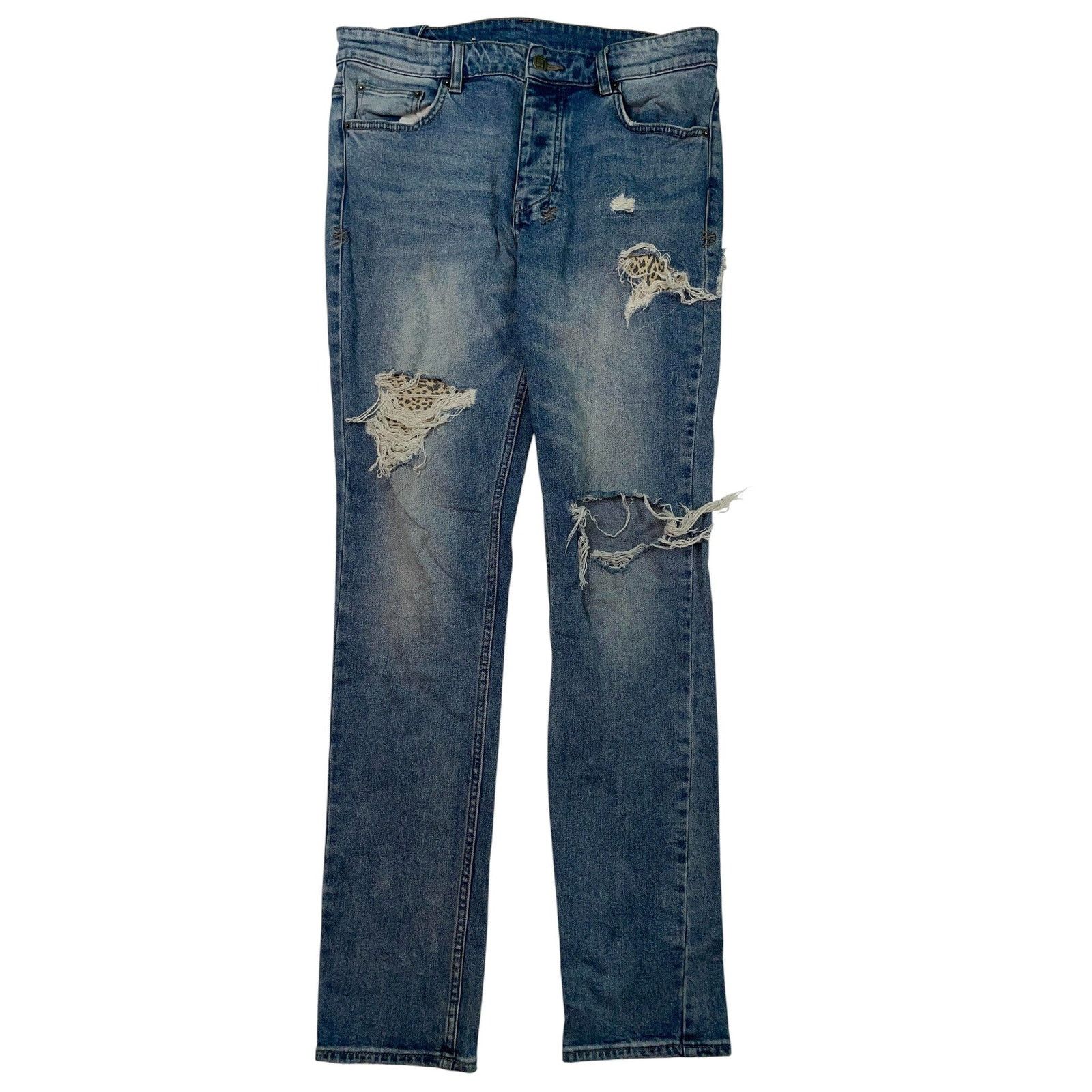 Ksubi Ksubi Light Wash Cheetah Patch Jeans Size US 33 - 1 Thumbnail