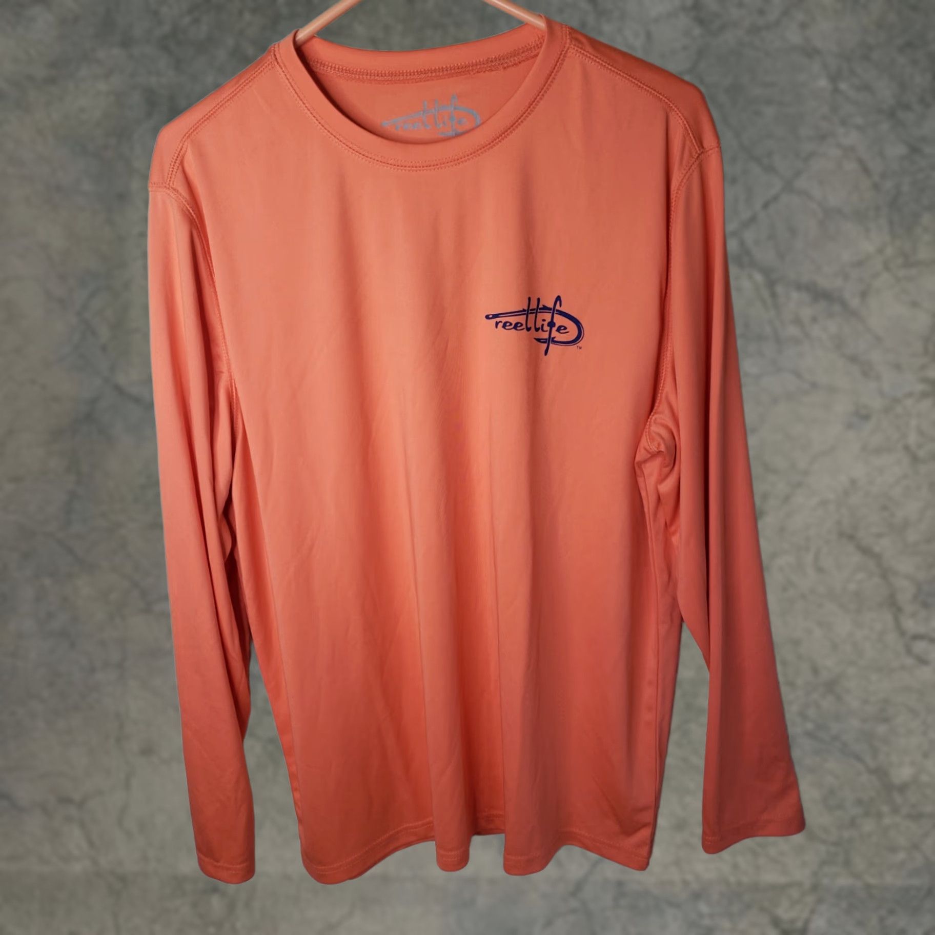 Alife Reel Life Mens Peach Orange Graphic T Shirt Long Sleeve L Fish Logo Back T Shirt Size US L / EU 52-54 / 3 - 1 Thumbnail
