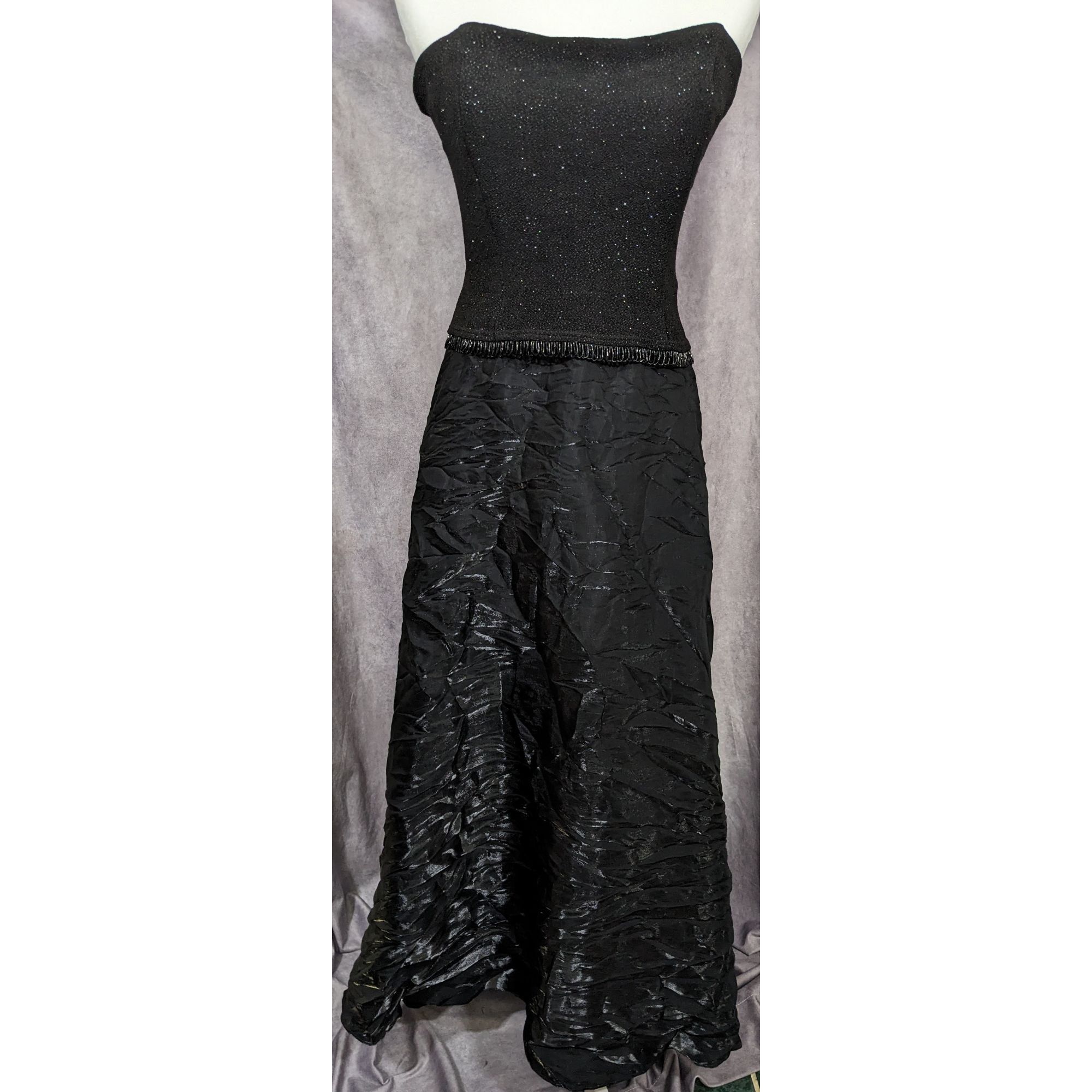 Other Vintage Y2K Gothic Formal Black Strapless Gown Size L / US 10 / IT 46 - 1 Thumbnail