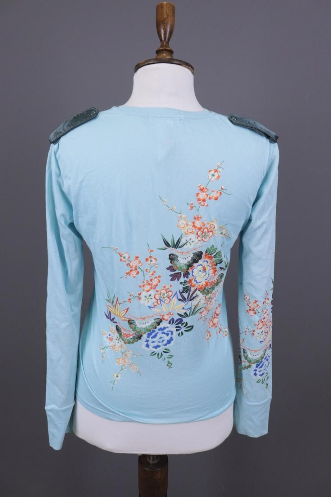 Custo Barcelona CUSTO BARCELONA Blue Floral Stretch Top Shirt Size 4 Size S / US 4 / IT 40 - 8 Thumbnail