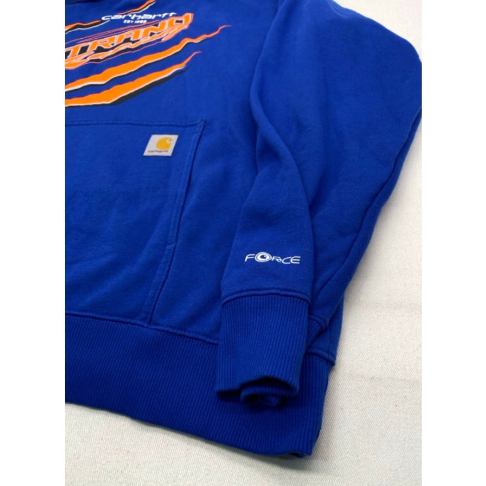 Carhartt Carhartt Hoodie Mens 2XL Loose Fit Sweatshirt Blue Crew Neck Pockets Racing 3797 TS5569 100% Authentic Big & Tall Pullover Cotton Polyester Fleece Size US XXL / EU 58 / 5 - 3 Thumbnail