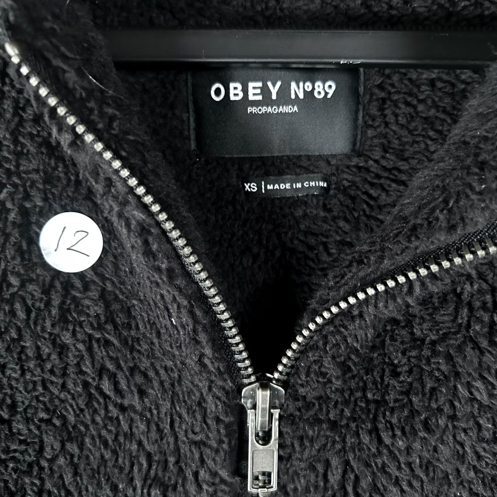Obey OBEY N89 Propaganda Mens XS Black Sherpa Fleece Full Zip Hoodie Jacket Size US XS / EU 42 / 0 - 2 Thumbnail