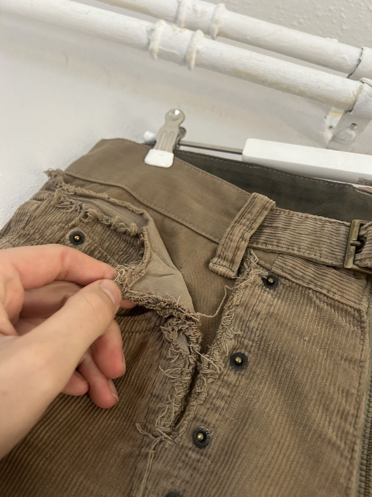 Dries Van Noten Dolce & Gabbana Brown Distressed Corduroy Pants Size US 33 - 4 Thumbnail