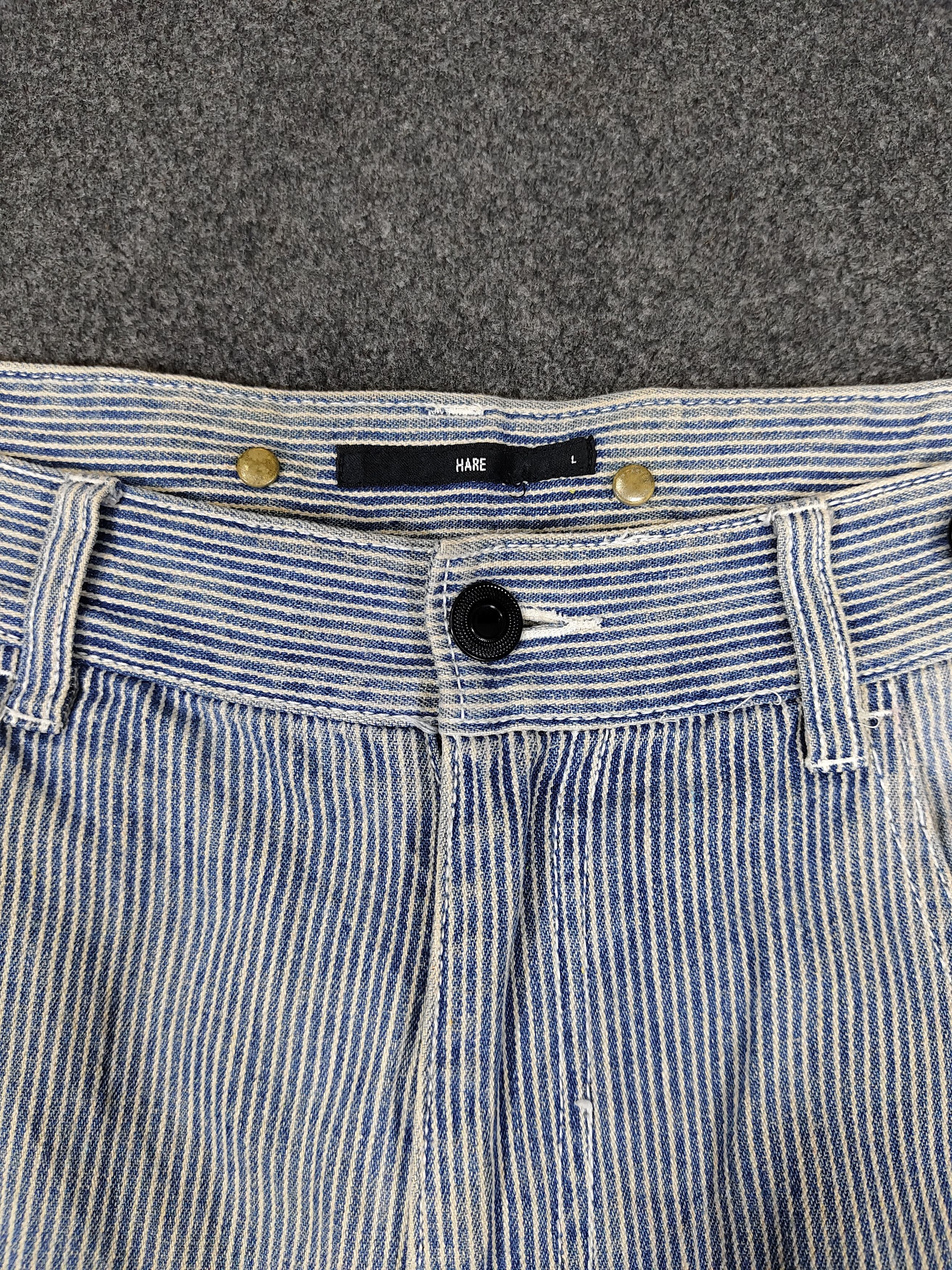 HARE HARE- Drop Crotch Engineer Hickory Stripe Denim Work Shorts Size US 34 / EU 50 - 7 Thumbnail