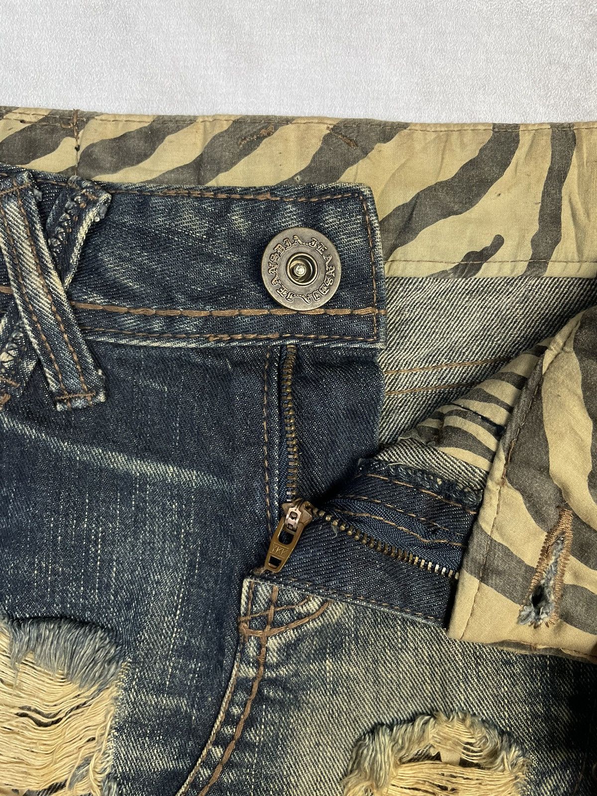 Japanese Brand Y2k D.i.a. Lace-Up Distressed Denim Mini Skirt Size 26" / US 2 / IT 38 - 6 Thumbnail