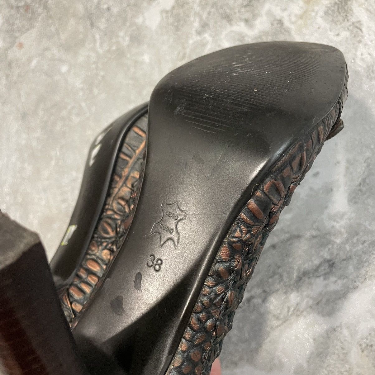 Japanese Brand 38 DRAGON Snake PRINTED High Heels BOOTS VINTAGE AZTEK WESTE Size US 8 / IT 38 - 6 Thumbnail