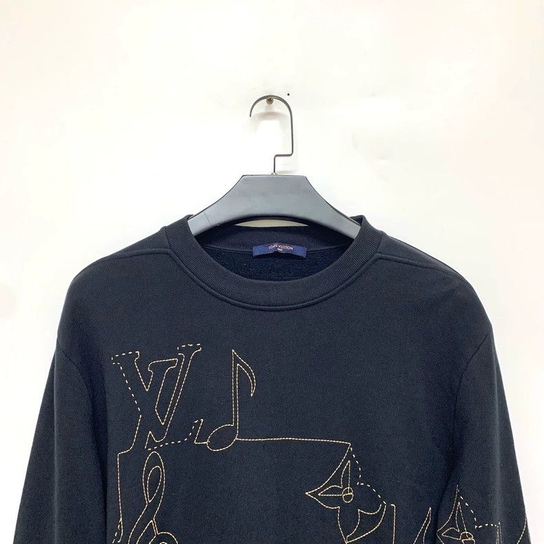 Louis Vuitton Louis Vuitton Black note embroidered sweatshirt Size US XL / EU 56 / 4 - 3 Thumbnail