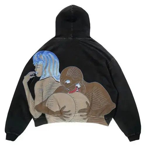 VIBE Vintage Streetwear Skeleton Graphic Hoodie Punk Gothic Style Size US M / EU 48-50 / 2 - 2 Thumbnail