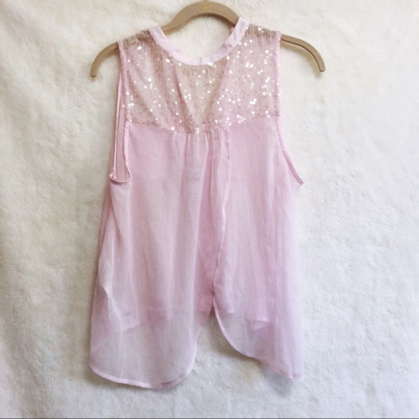 Hollister Hollister Pink Sequined Transparent Tank Top Size S / US 4 / IT 40 - 2 Thumbnail