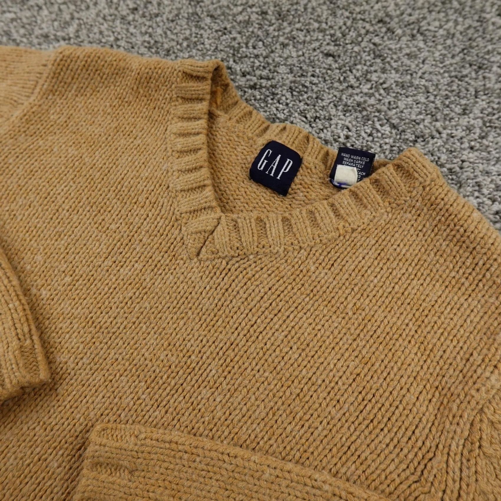 Gap VTG Gap Sweater Womens M Brown Beige Wool Acrylic V-Neck Knit Pullover 90s Y2K Mens? Womens Size M / US 6-8 / IT 42-44 - 2 Thumbnail