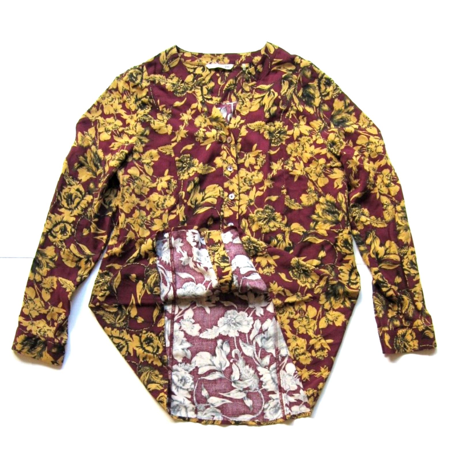 Soft Surroundings Soft Surroundings Maroon Floral Button Down Long Sleeve Blouse M Women Size M / US 6-8 / IT 42-44 - 5 Thumbnail