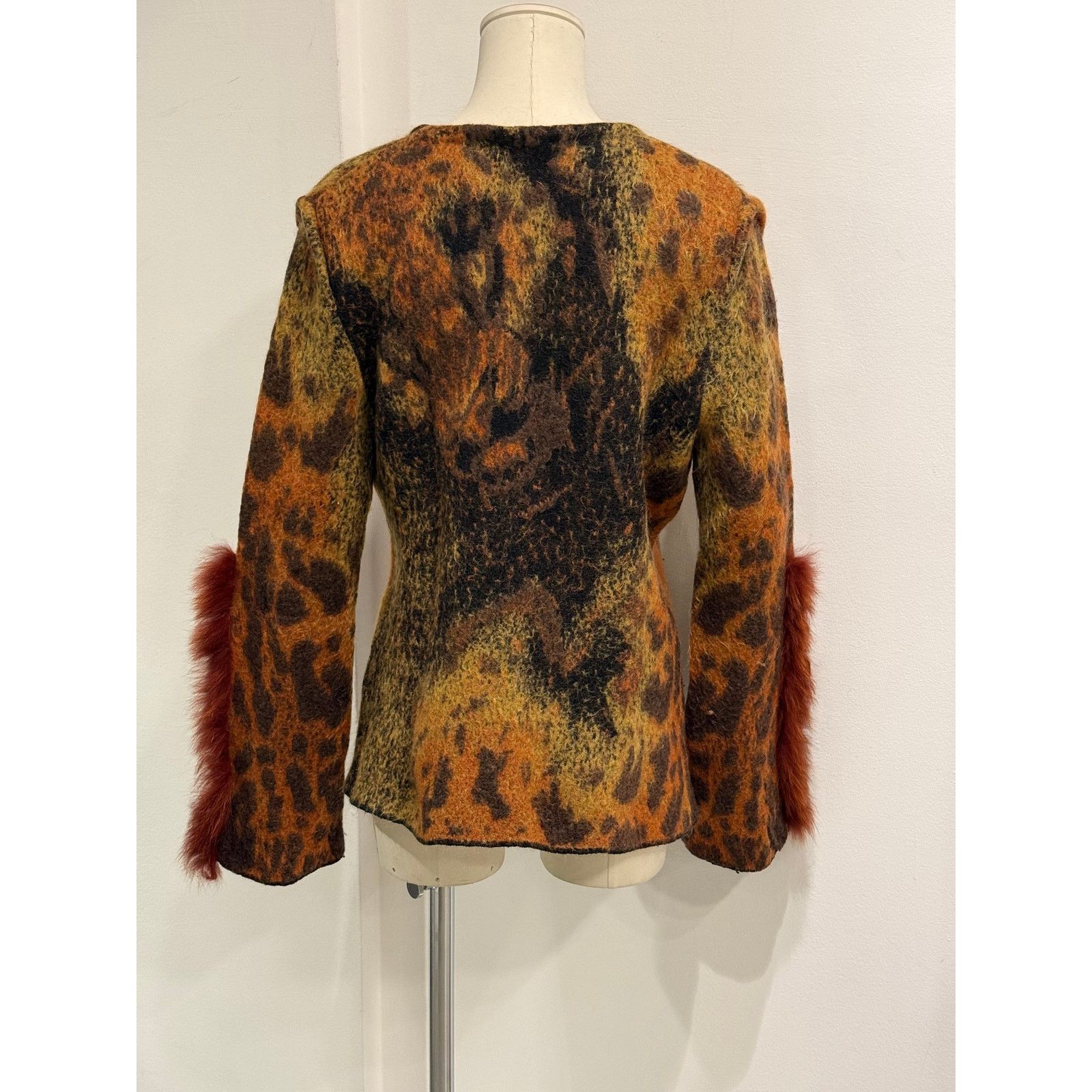 Roberto Cavalli 2000s Roberto Cavalli mohair tiger cardigan fur insterts Size ONE SIZE - 3 Thumbnail