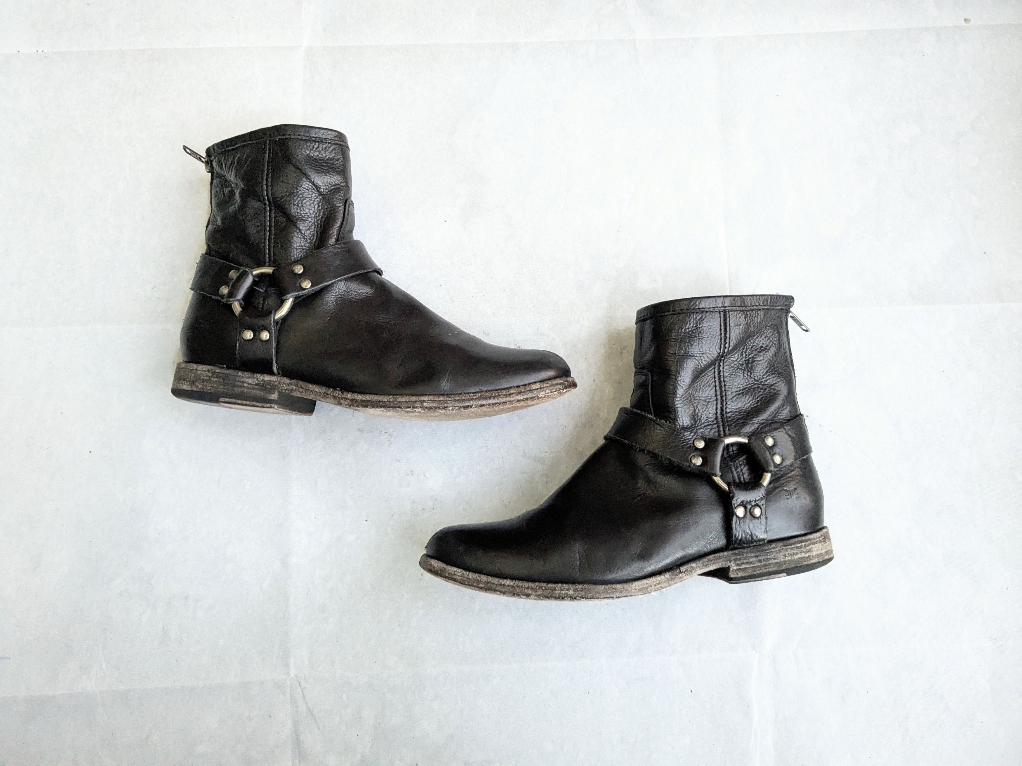 Frye Frye Harness Boots Black 7 Leather Back Zip Size US 7 / EU 40 - 1 Thumbnail
