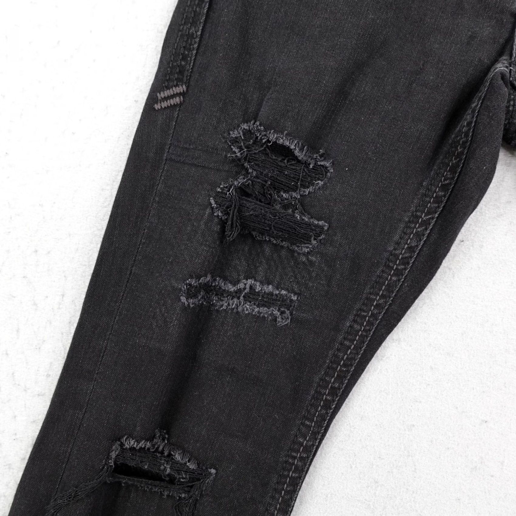 Vintage American Fighter Jeans Mens 31x30 Black Denim Straight Fit Distressed Buckle Size US 31 - 5 Thumbnail