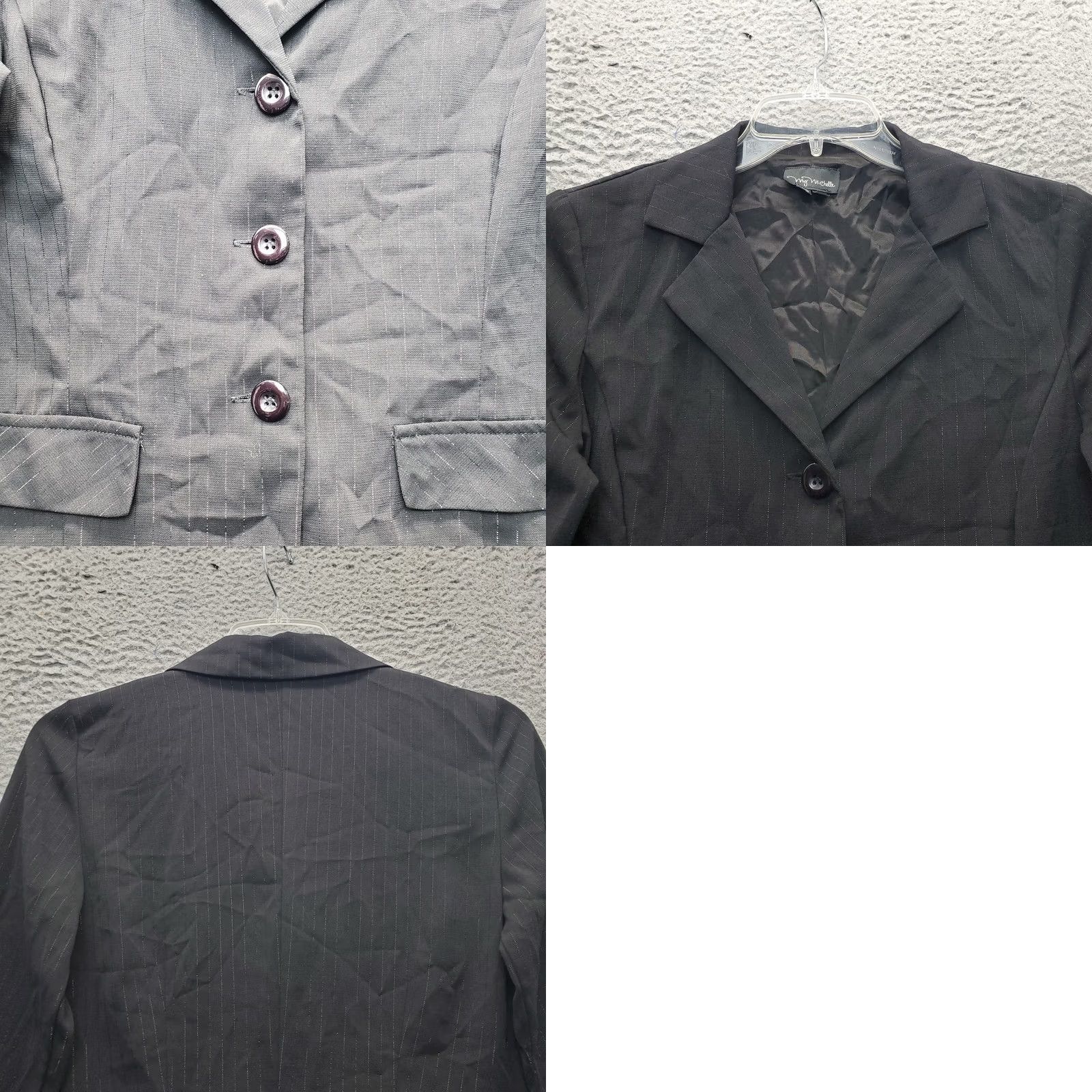 Vintage My Michelle Blazer Womens Size 5 Black Metallic Pinstripe Slimming Single-Breasted Blazer Size S / US 4 / IT 40 - 8 Thumbnail