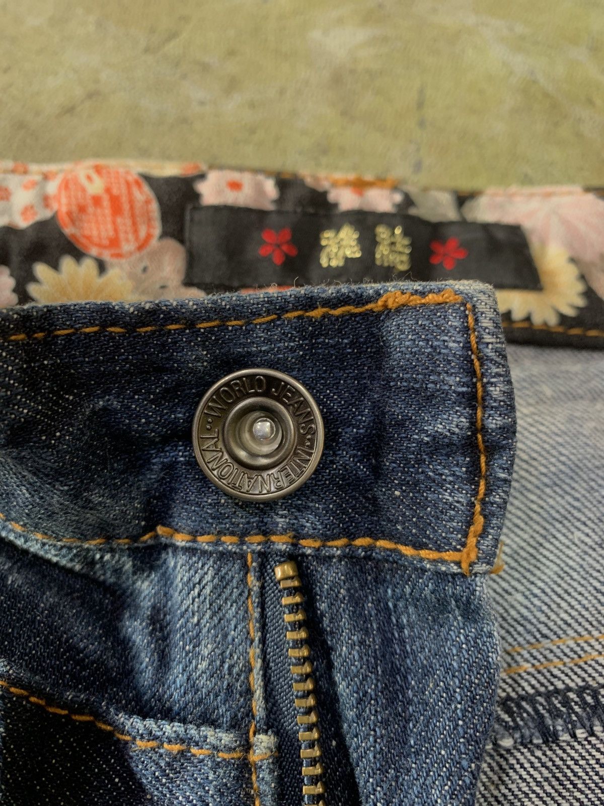 Japanese Brand Jeans Denim, Double Waist Embroidered Floral Print Size M Size 30" / US 8 / IT 44 - 8 Thumbnail