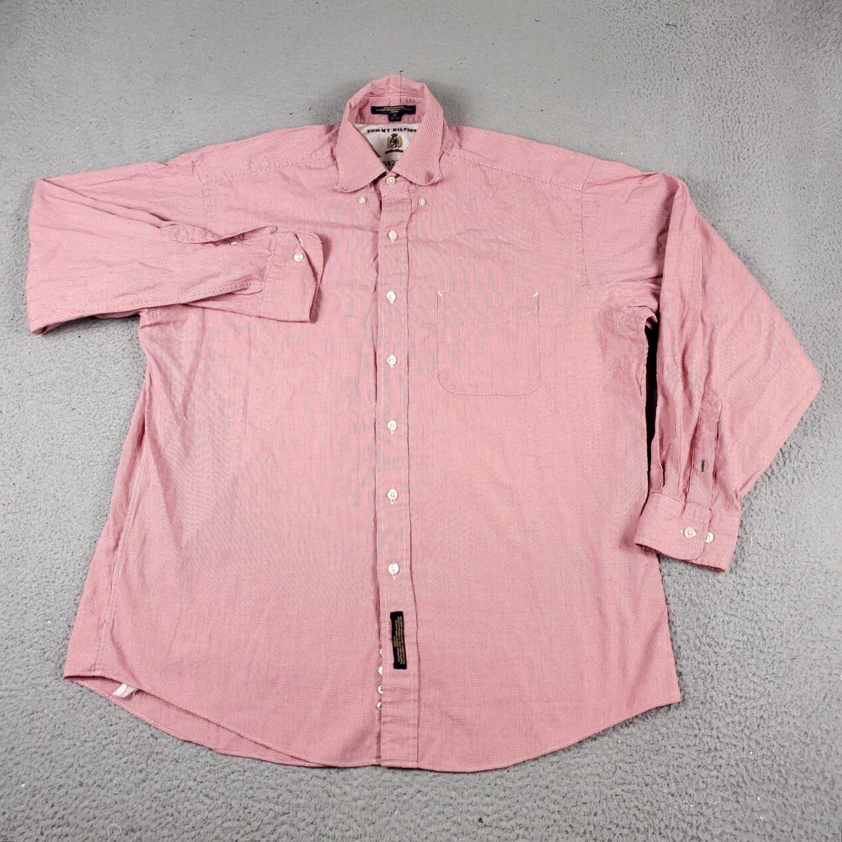 Tommy Hilfiger Tommy Hilfiger Dress Shirt Mens 16 Red Long Sleeve Button Up Regular Fit Size 42R - 2 Thumbnail