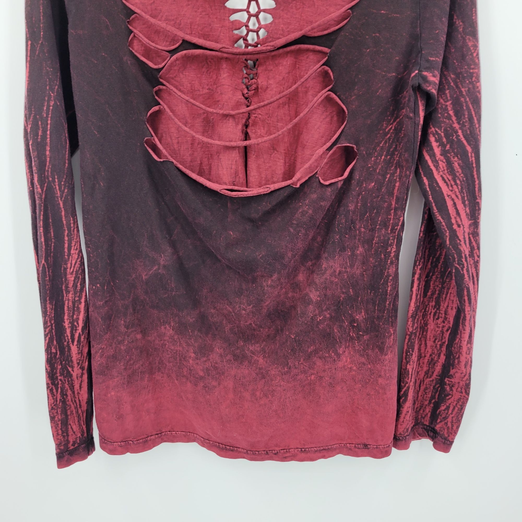 Affliction Vtg Affliction Distressed Oxblood Long Sleeve Shirt L Thrash Size L / US 10 / IT 46 - 8 Thumbnail
