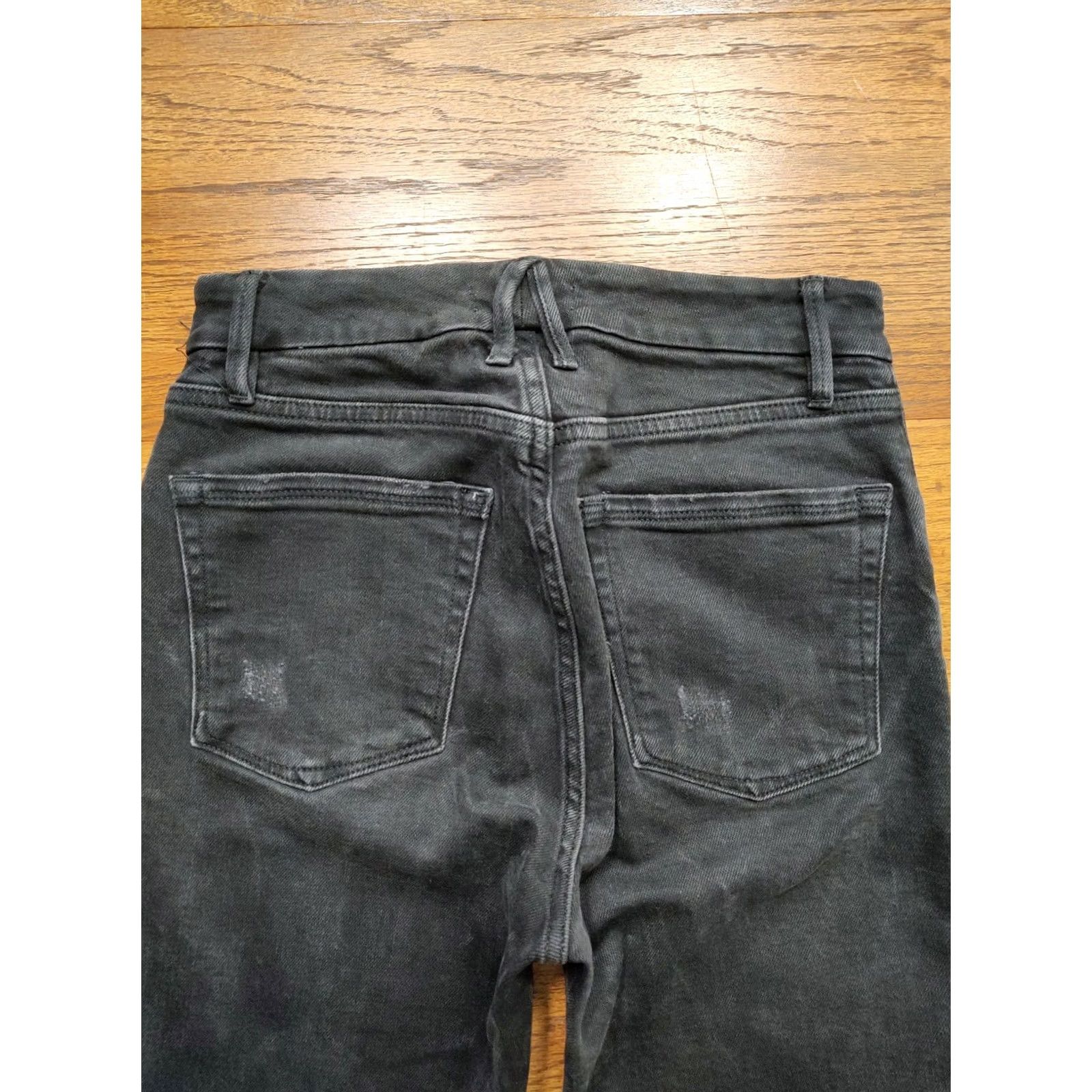 Good American Good American Jeans Size 2 26 Black Wash Distressed High Rise Straight Slim Color Blue 90s College City Women Size 26" / US 2 / IT 38 - 4 Thumbnail