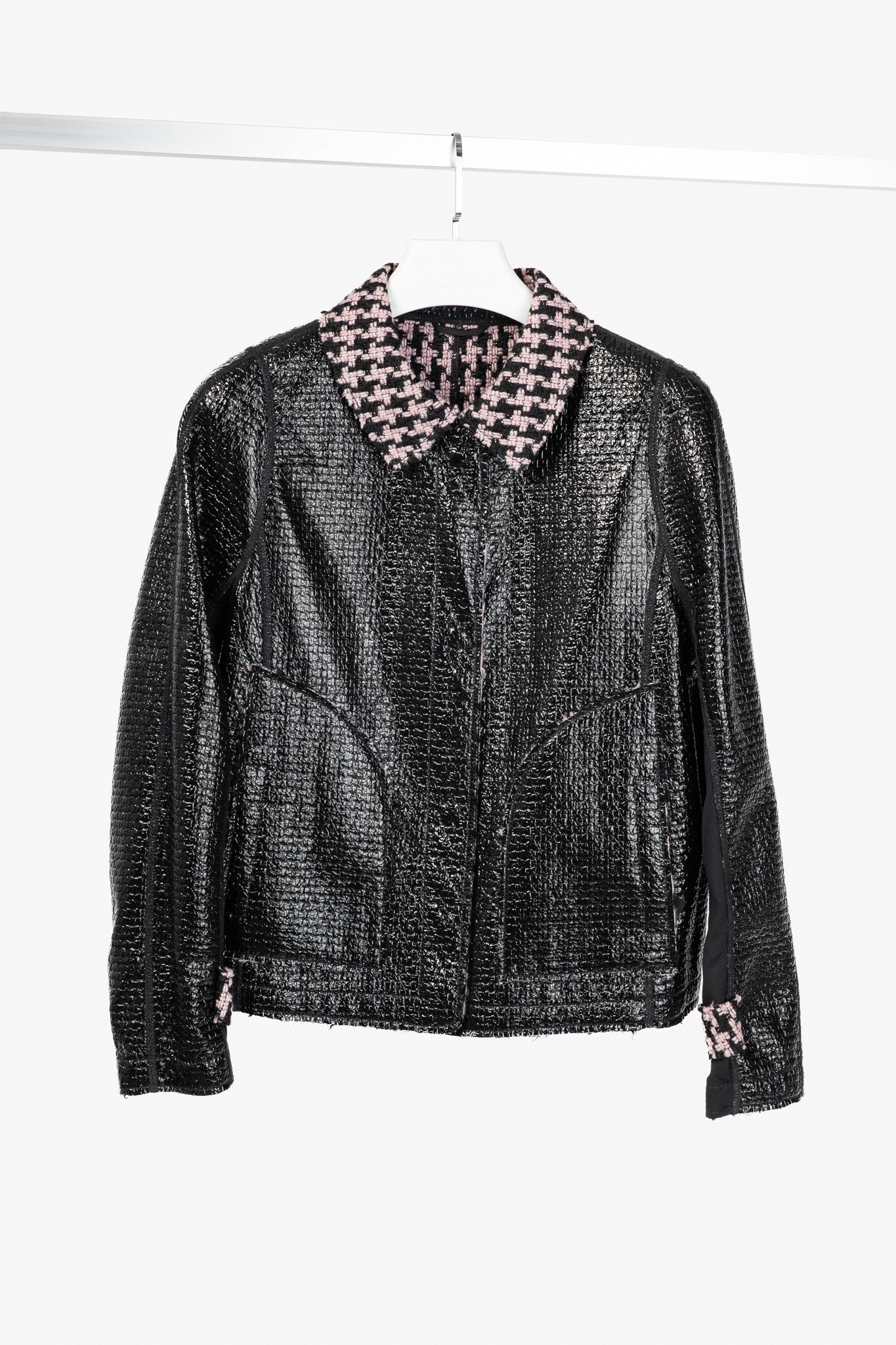 Other Marc Cain Reversible Houndstooth Tweed & Faux-Leather Jacket Size L / US 10 / IT 46 - 2 Thumbnail