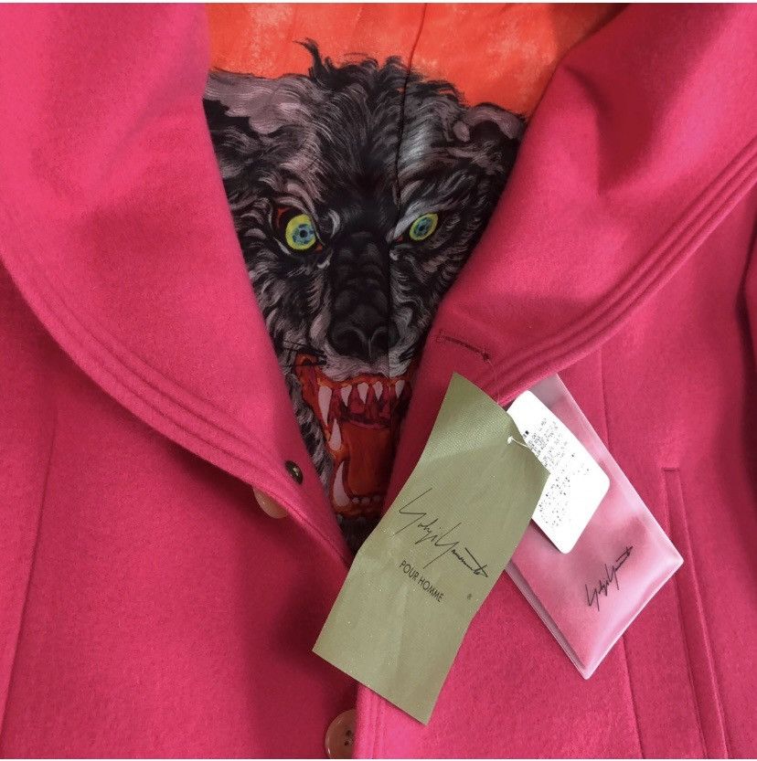 Yohji Yamamoto YYPH 🇯🇵 Pink Wool Yuzen Dyed Wolf Reversible Chester coat 3 Size US L / EU 52-54 / 3 - 4 Thumbnail