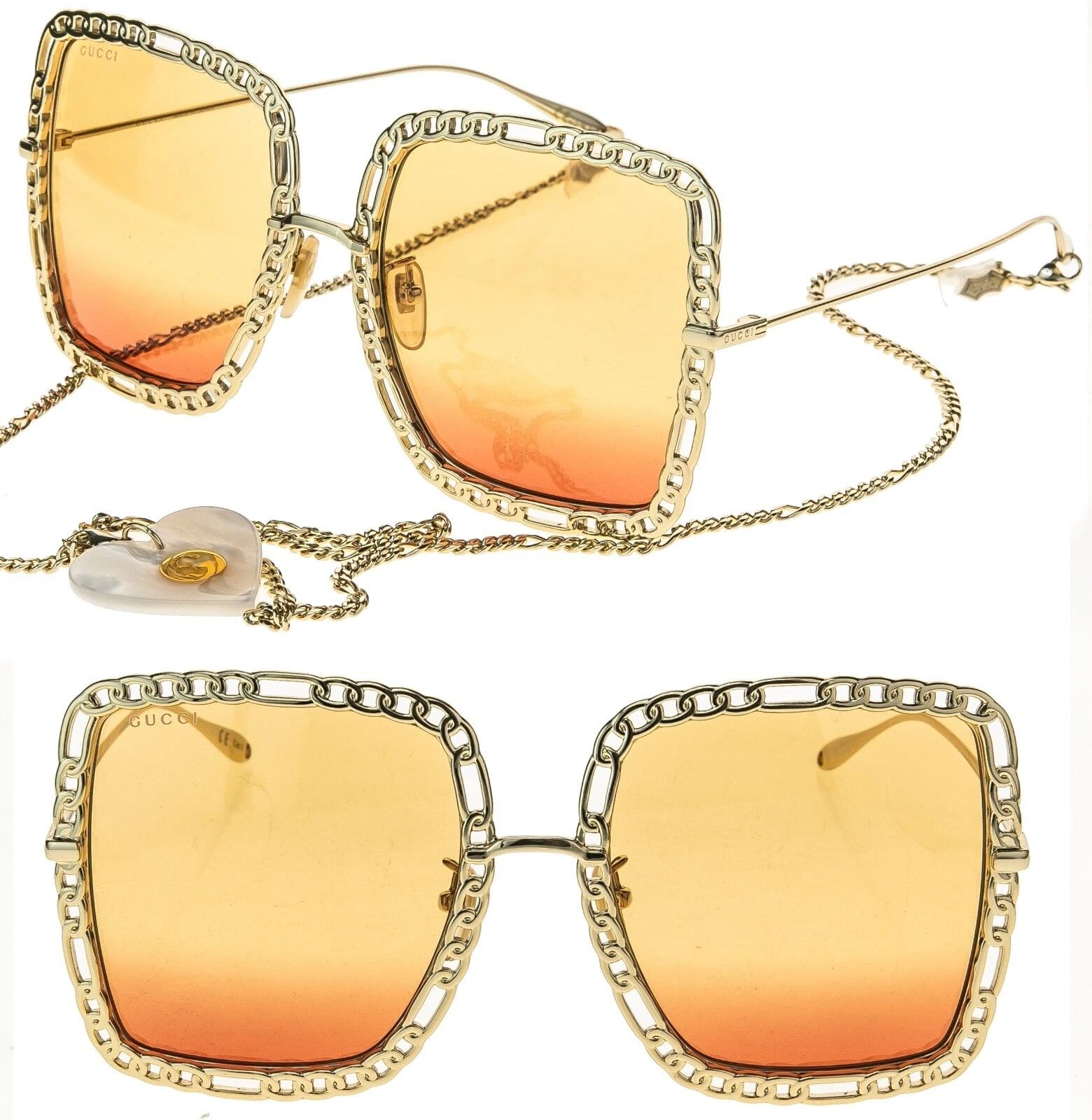 Gucci GUCCI GG1033S 1033 Gold Orange Chain Necklace Pearl Pendant Size ONE SIZE - 1 Thumbnail