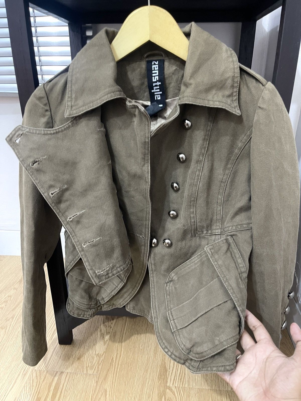 Hysteric Glamour × Undercover 00s ZenStyle Lab Napoleon Canvas Jacket Balmain Style Size M / US 6-8 / IT 42-44 - 3 Thumbnail
