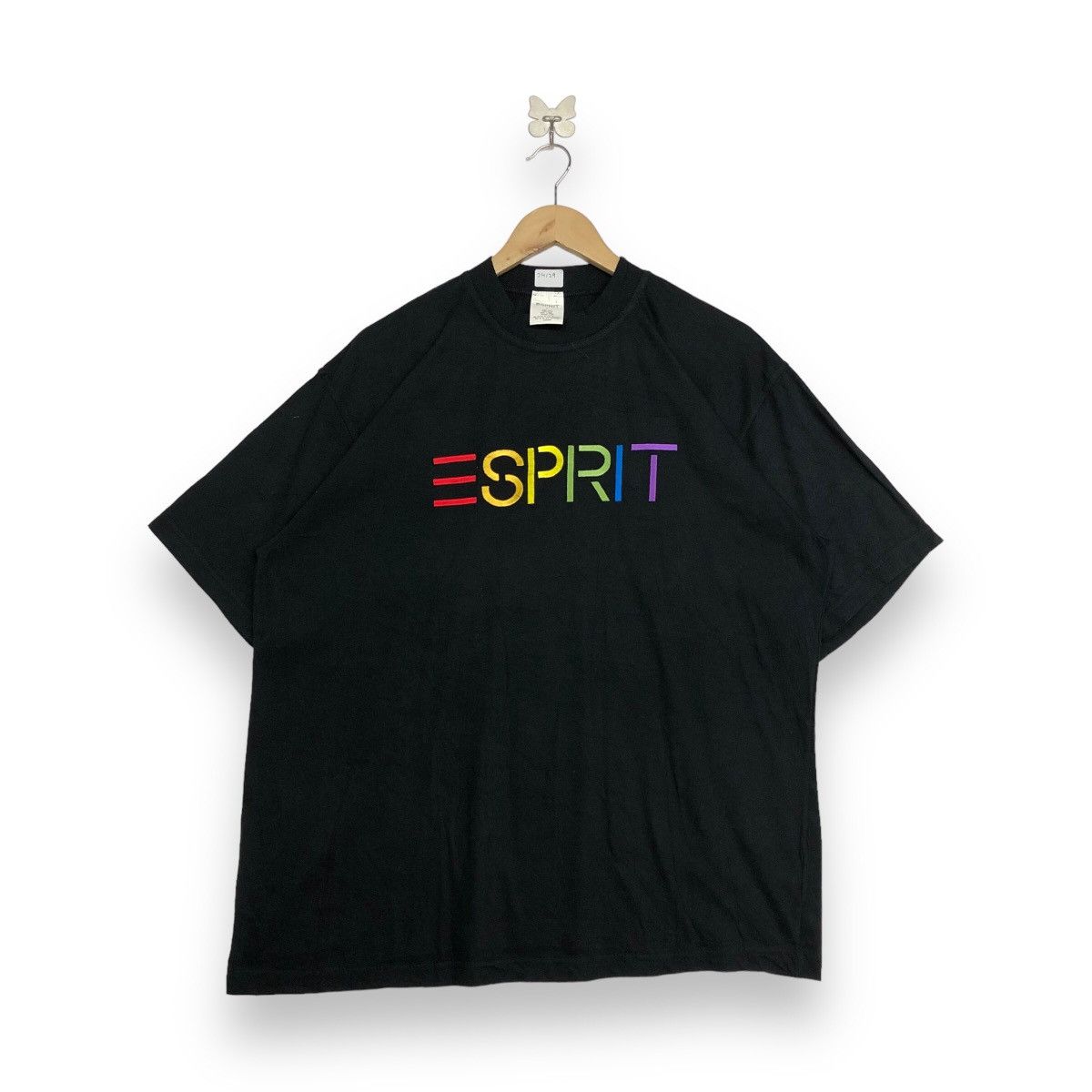 image of Vintage Esprit Spellout T-Shirt in Black, Men's (Size Large)