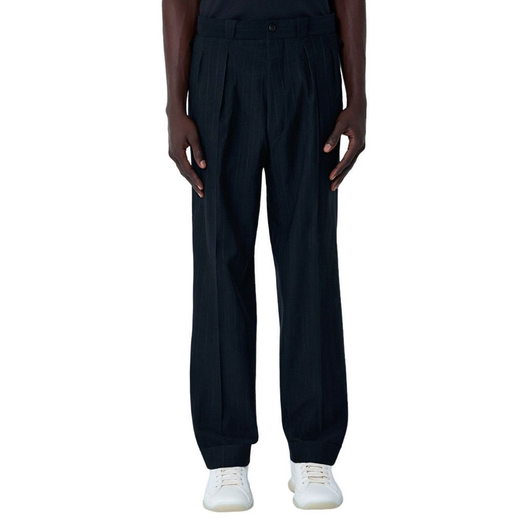 Prada PRADA Black Wool Pinstripe Pants New & Authentic (Men's size Size US 30 / EU 46 - 1 Thumbnail