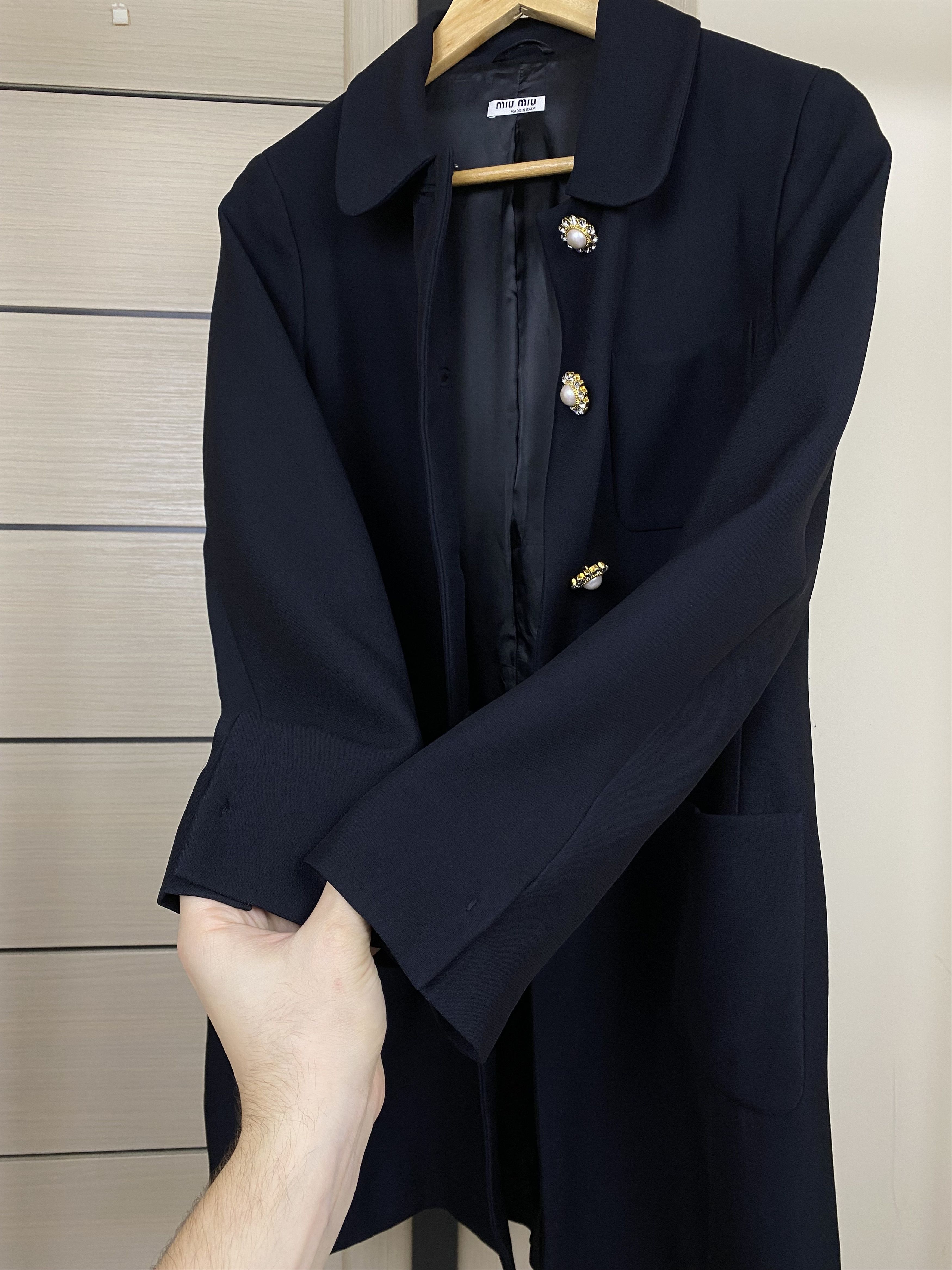 Miu Miu Miu Miu Coat With buttons decorated with crystals and pearl Size M / US 6-8 / IT 42-44 - 9 Thumbnail