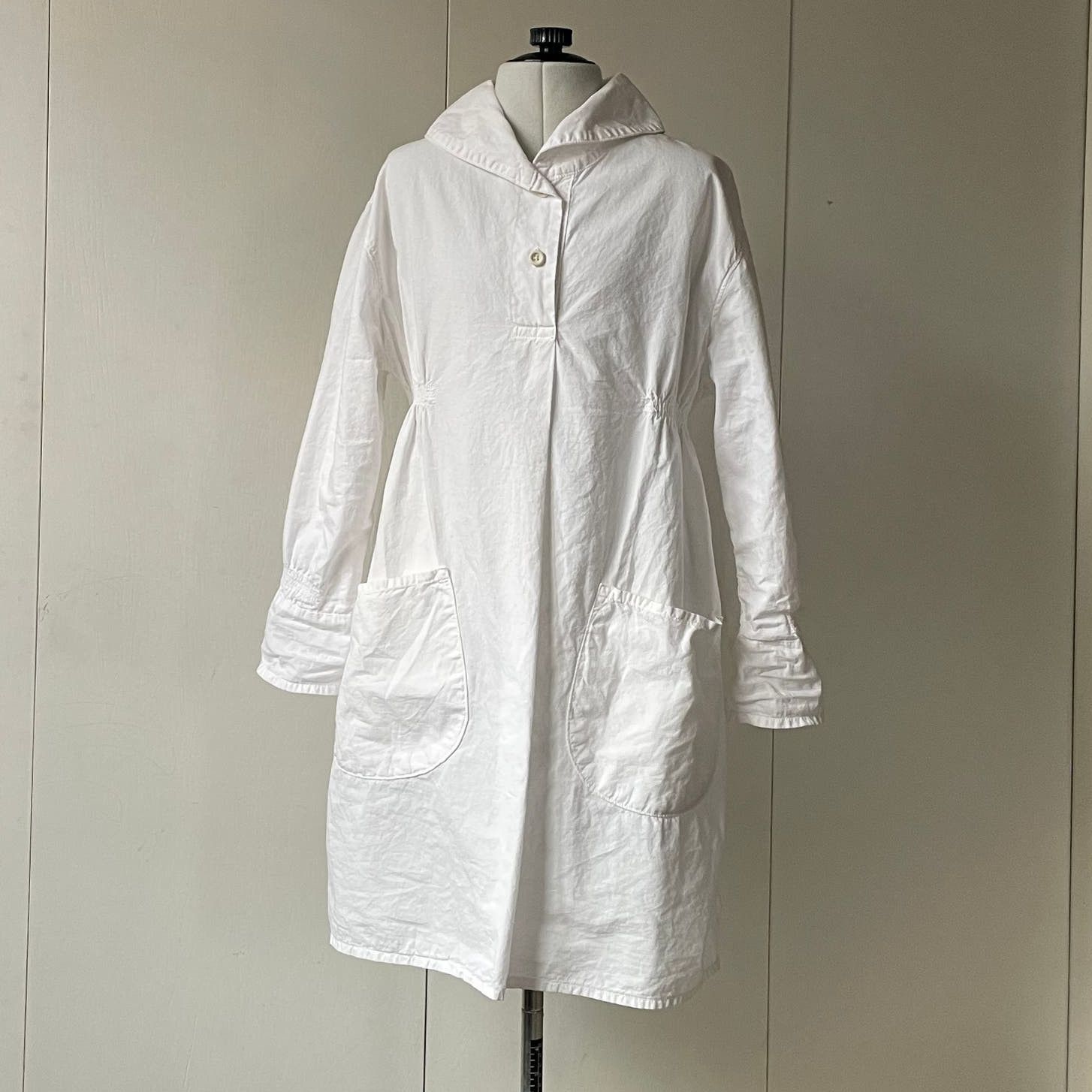 image of Orslow Oversize Shirt Dress Pullover Shawl Collar Cotton in White, Women's (Size XS)