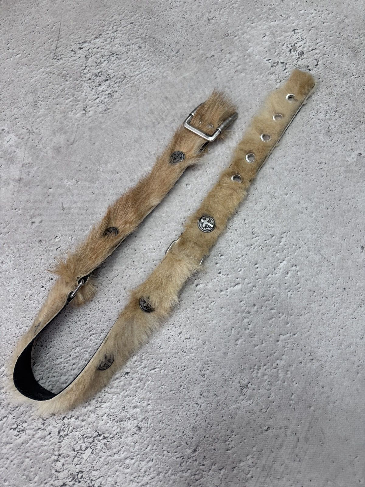 Le Grande Bleu (L.G.B.) × Vintage Vintage Leather Hairy Fur Belt Y2K Cowboys Style Size ONE SIZE - 2 Thumbnail