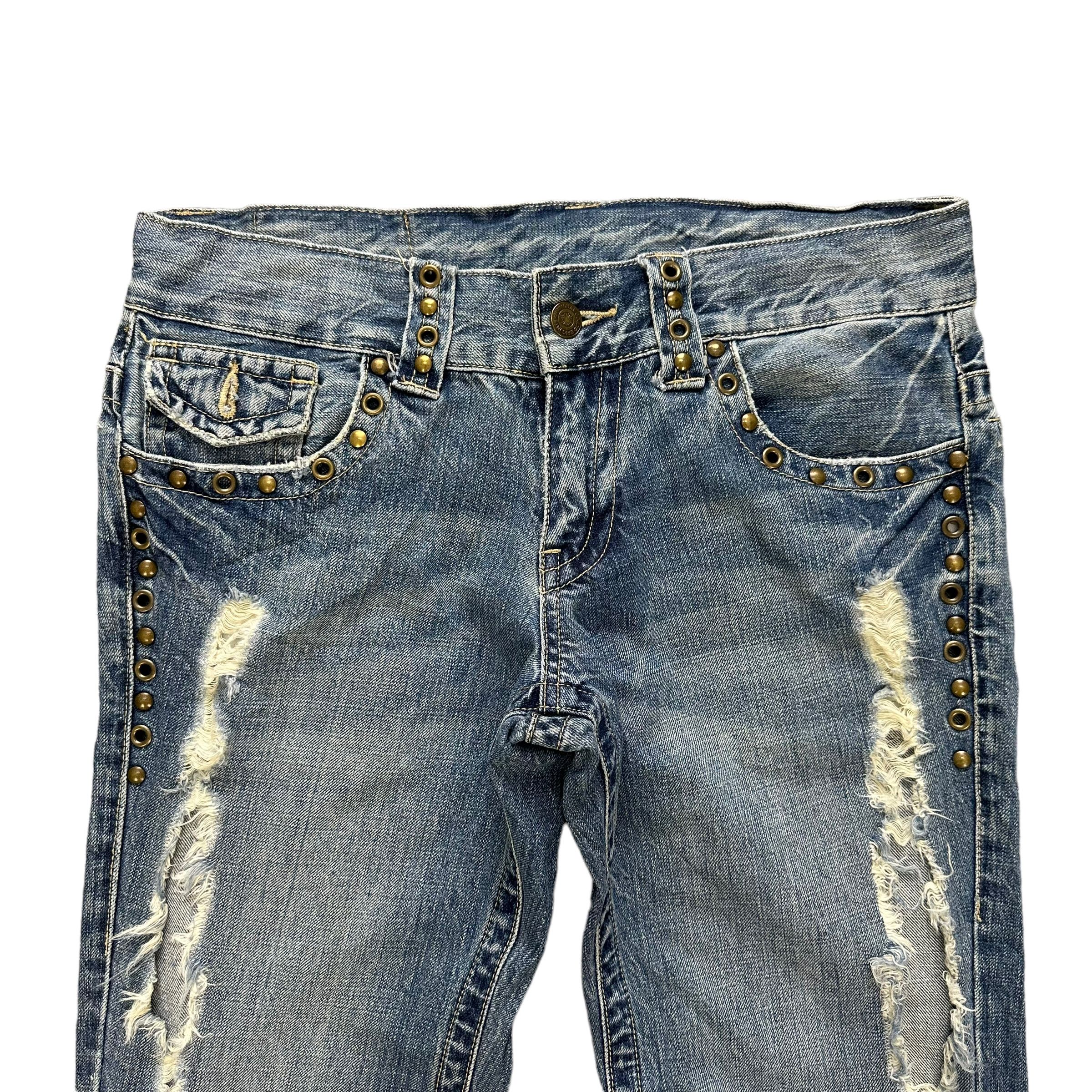 Tornado Mart TORNADO MART TWISTED FLARE STUDDED DISTRESSED JEAN #8505-012 Size 31" - 2 Thumbnail