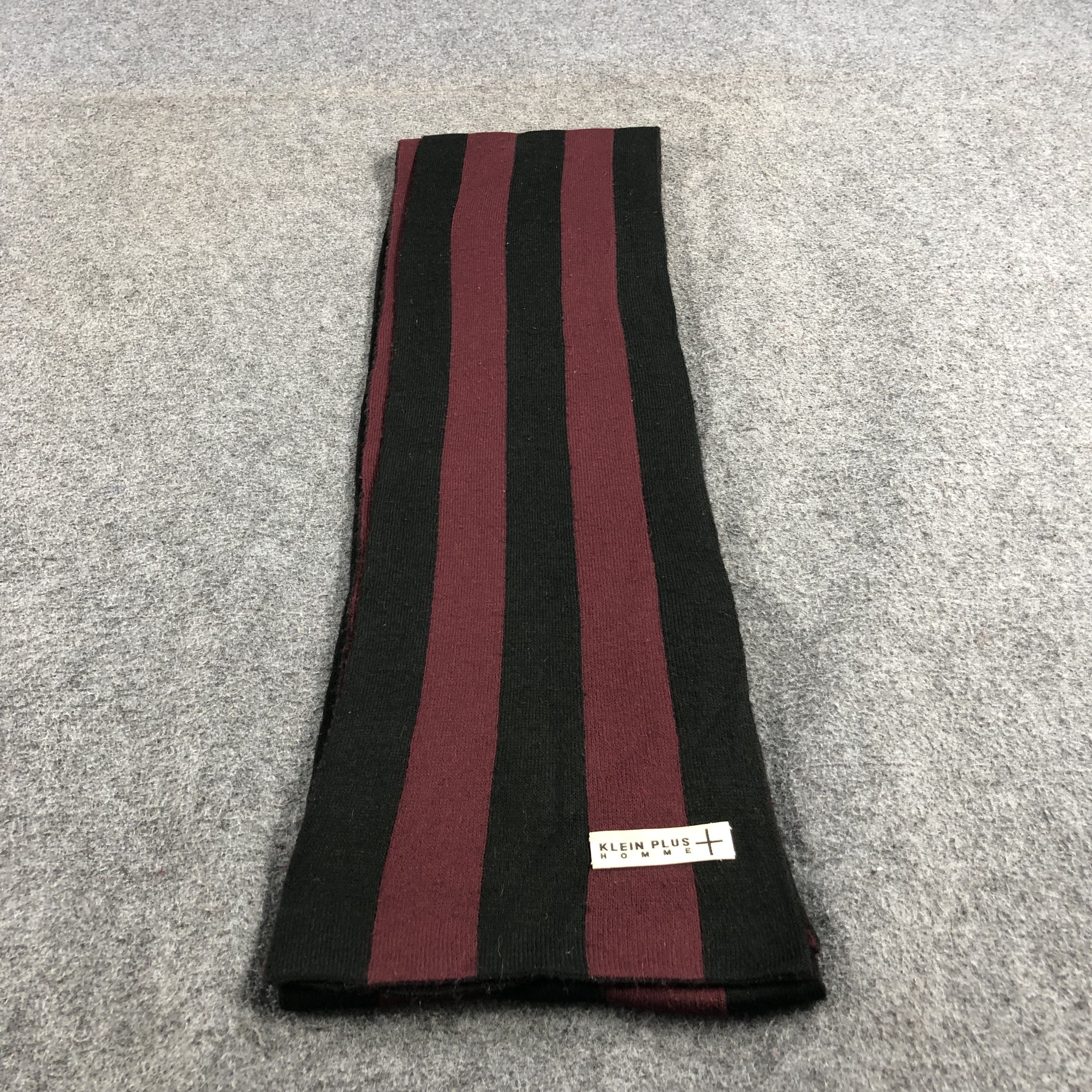 Japanese Brand Klein Plus Homme Striped Wool Scarf Muffler V850 Size ONE SIZE - 1 Thumbnail