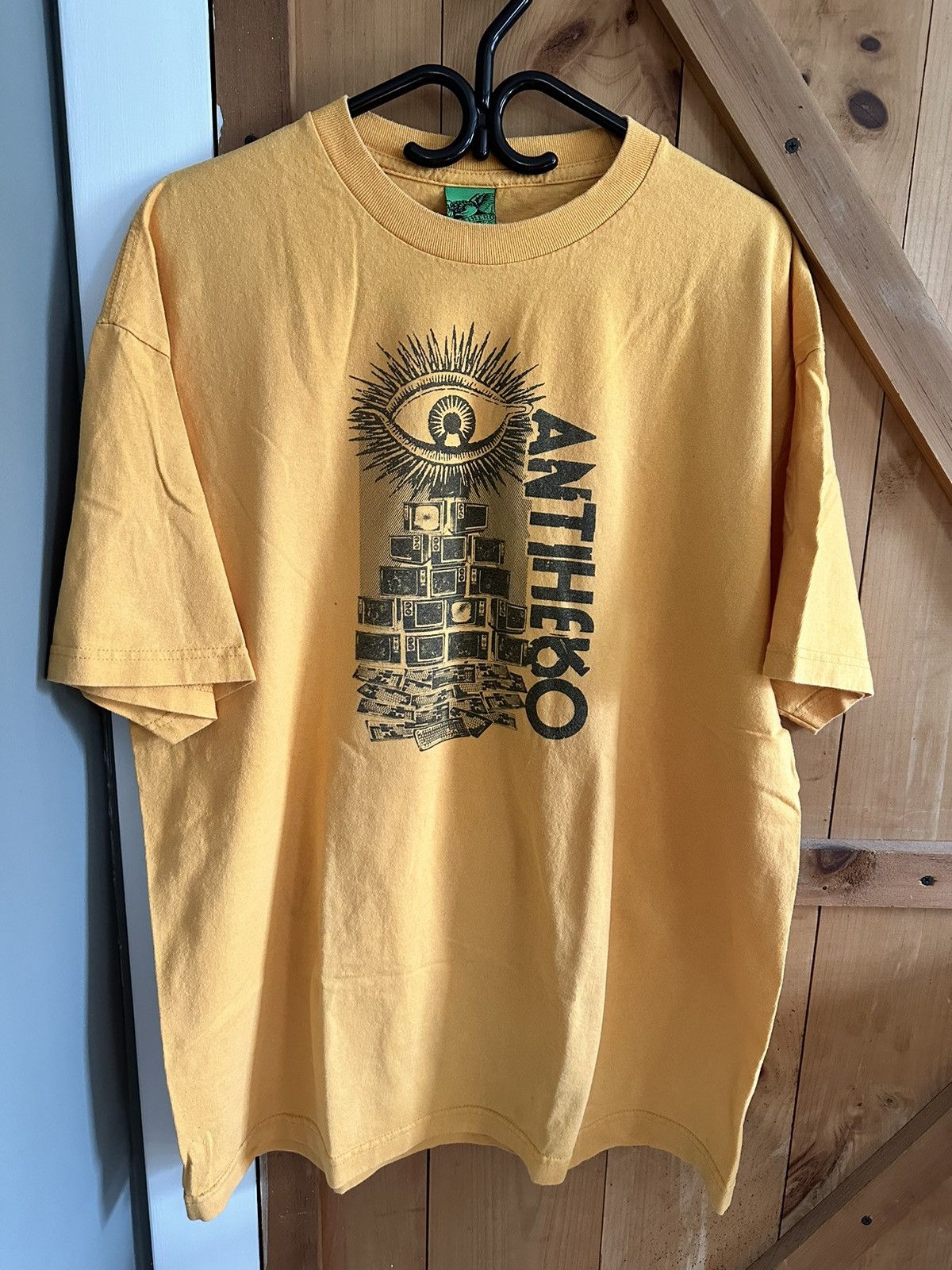 image of Antihero Skateboards Y2K Tv Keyboard Eye Yellow T-Shirt, Men's (Size XL)