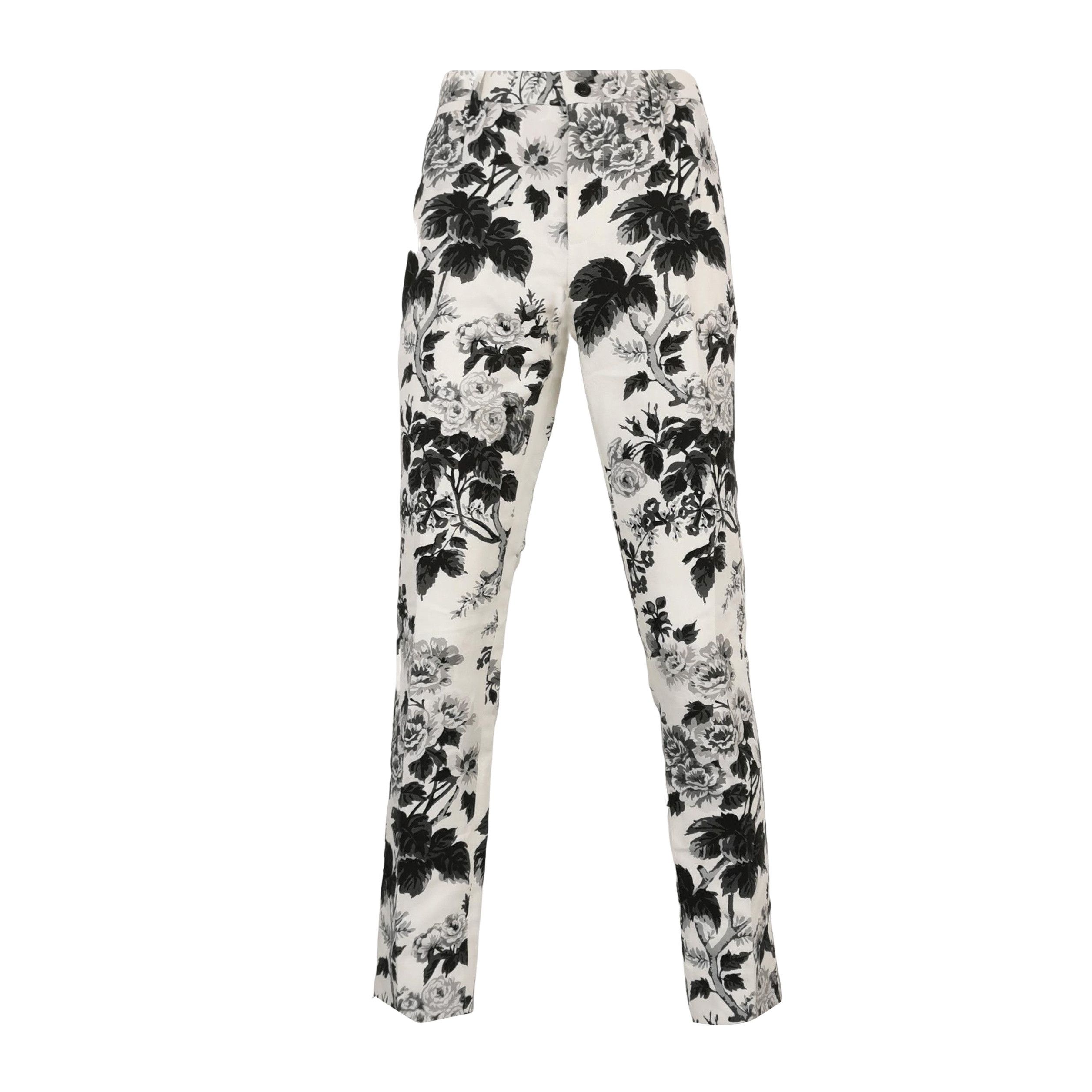 Dolce & Gabbana Dolce & Gabbana Floral Cotton Linen Pants US 30 Size US 30 / EU 46 - 1 Thumbnail
