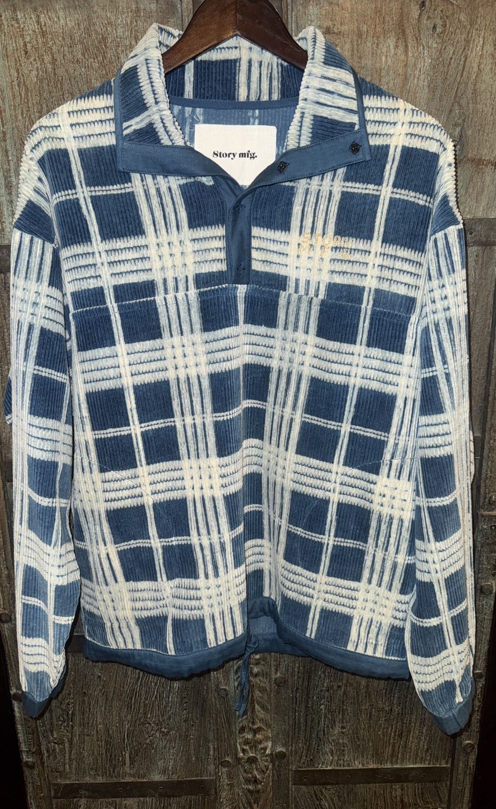 Story Mfg. Polite Pullover in Indigo Check Corduroy Size US S / EU 44-46 / 1 - 1 Thumbnail