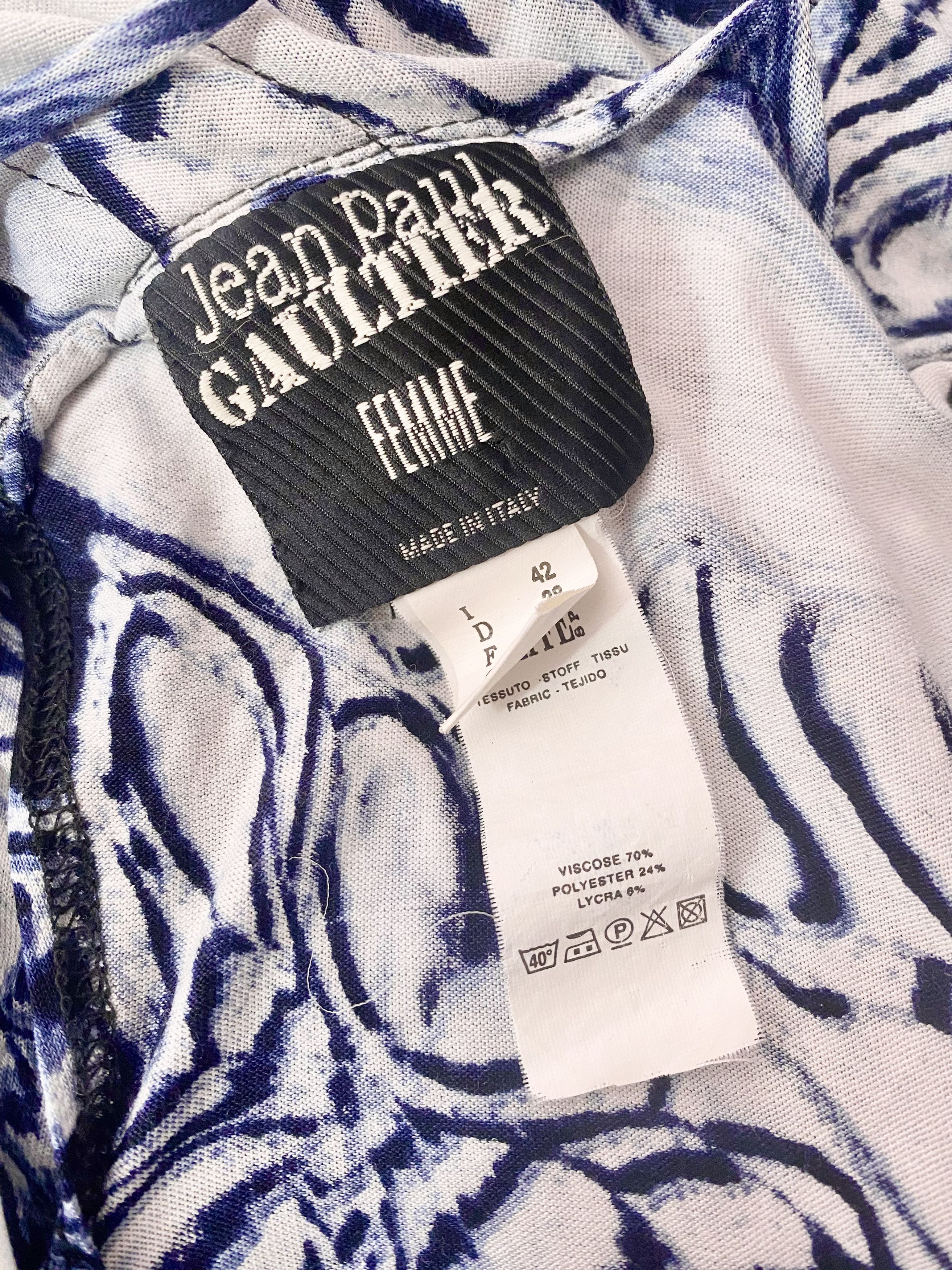Jean Paul Gaultier Jean Paul Gaultier - Blue Psychedelic Marble Cowl Neck Dress Size M / US 6-8 / IT 42-44 - 15 Thumbnail